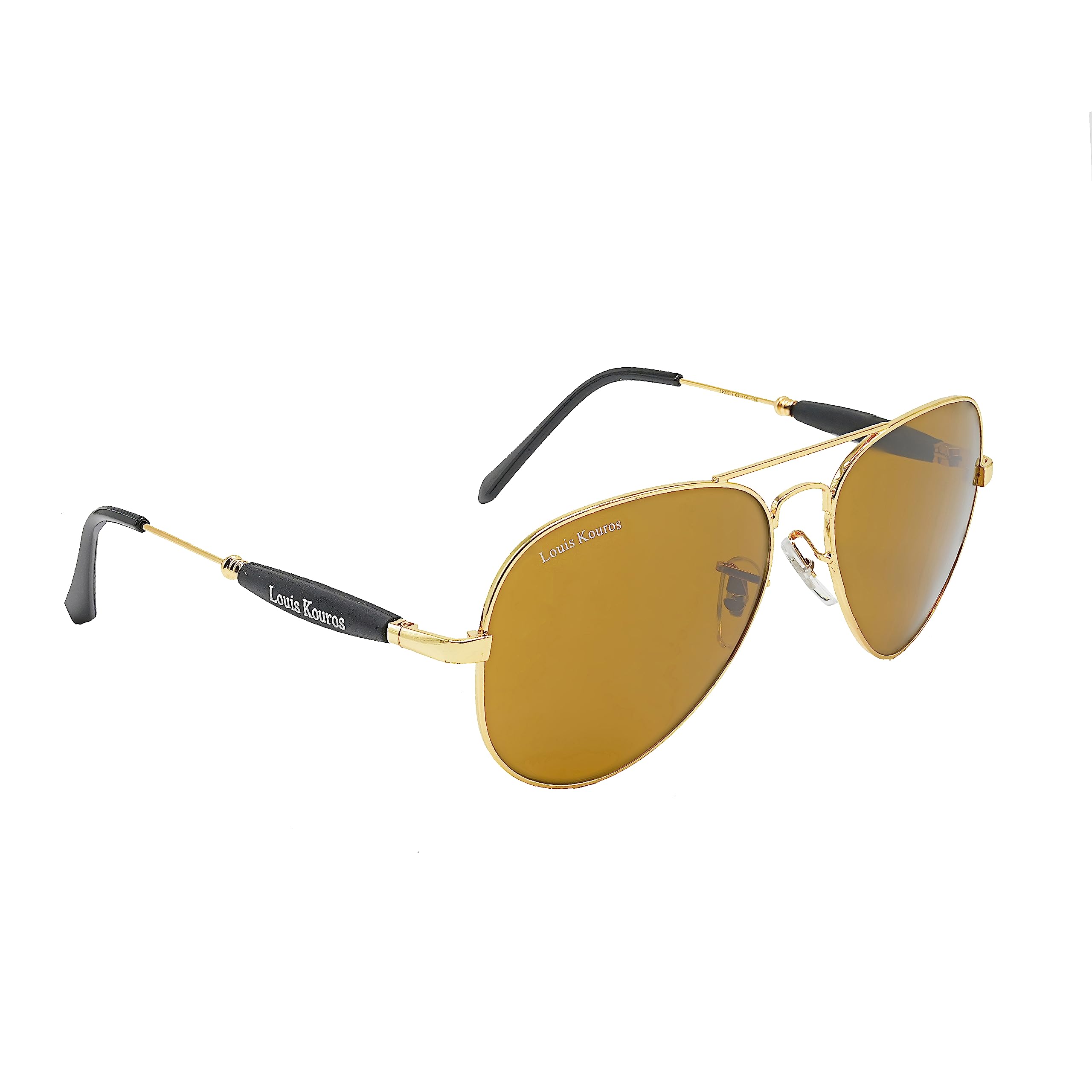 Louis Kouros Airomade Aviator Sunglasses - Gold Brown Mirror