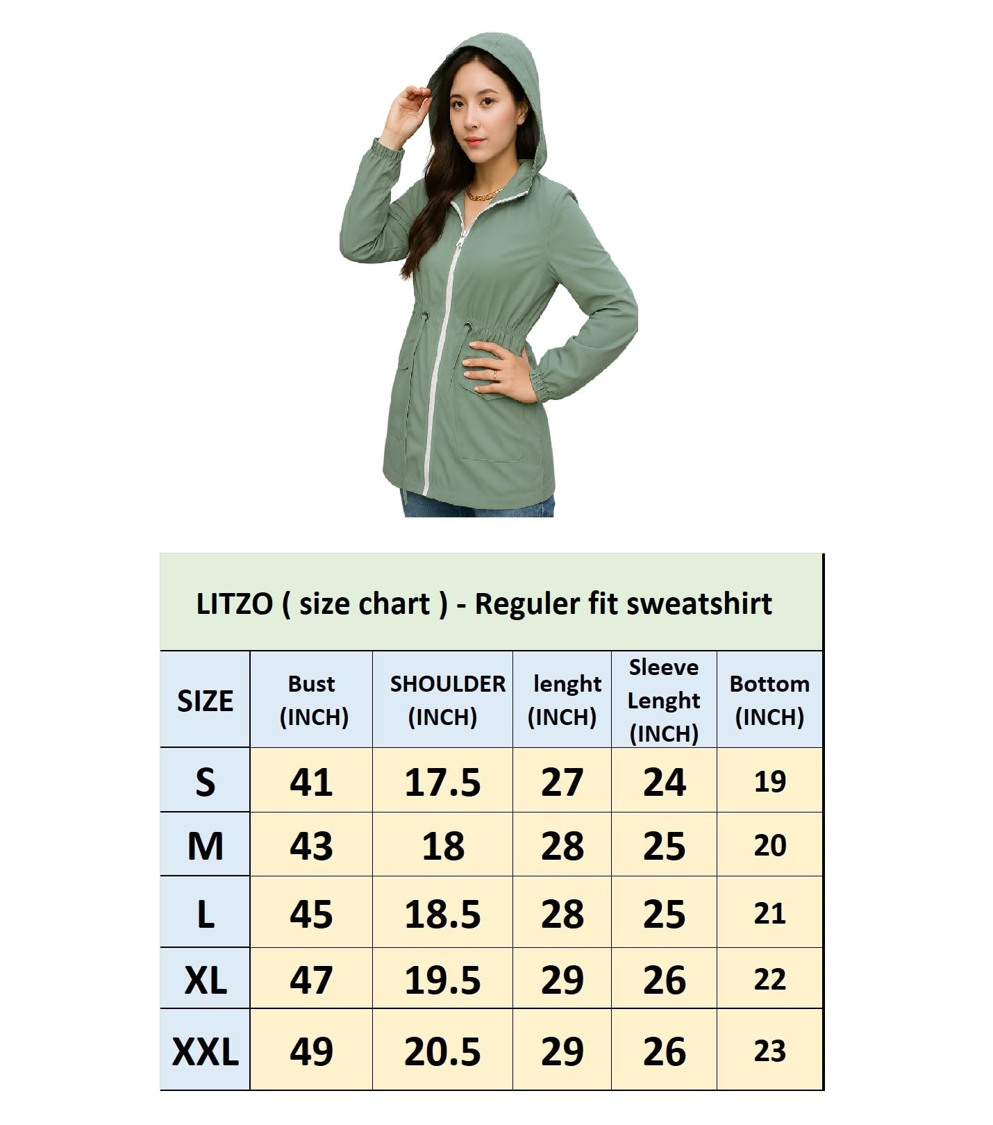 LITZO Women's Winter Bomber Jacket - Solid Zipper Hooded - Image 5