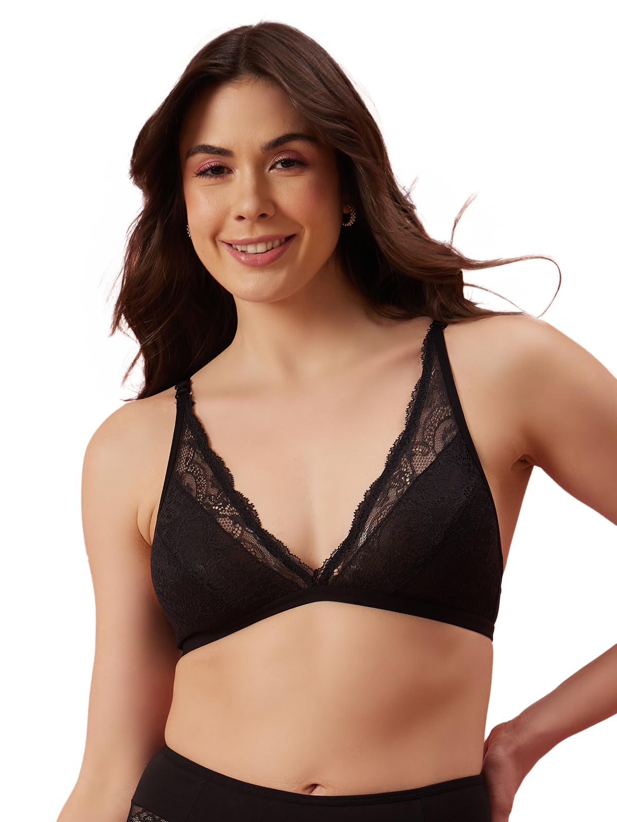 Clovia Black Lace Bralette Bra