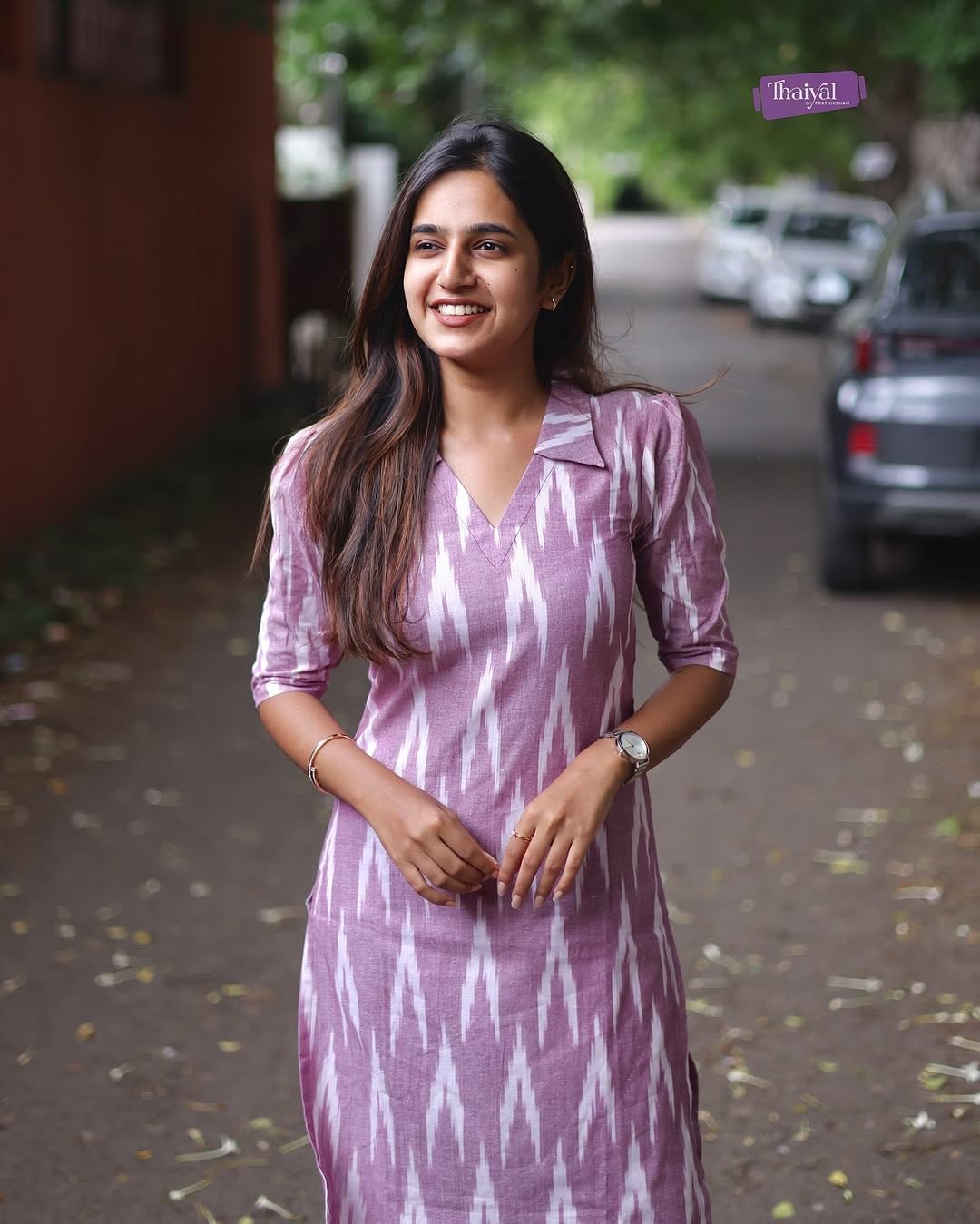 GoSriKi Lavender Ikkat Kurta Set for Women - Image 4