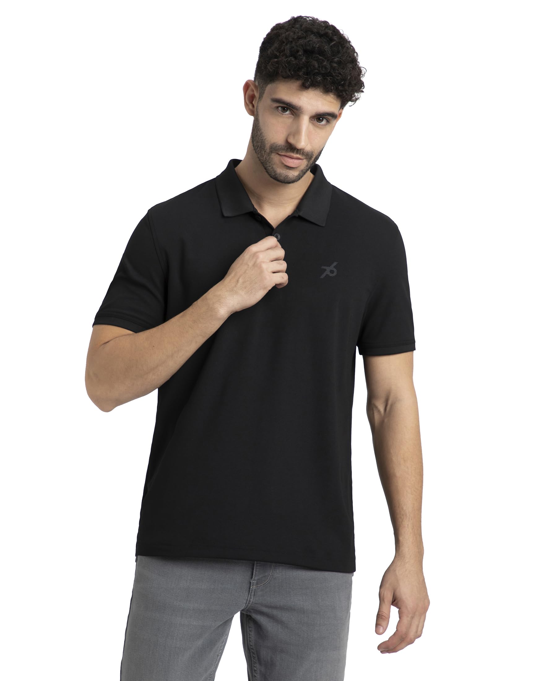 Jockey Men's Microfiber Polo T-Shirt - Black