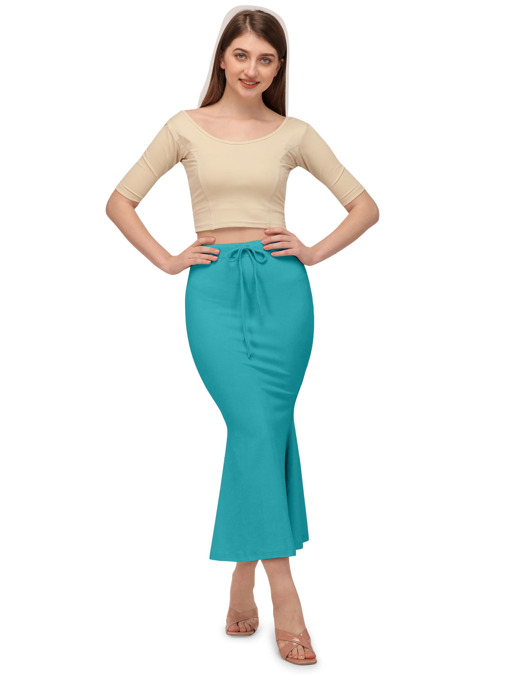 Mehrang Stretchable Saree Shapewear for Women - Iceblue - Image 5