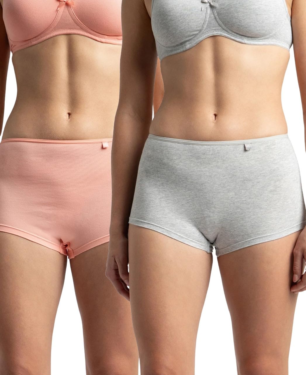 Jockey Women's High Coverage Boy Shorts - Steel Grey & Candlelight