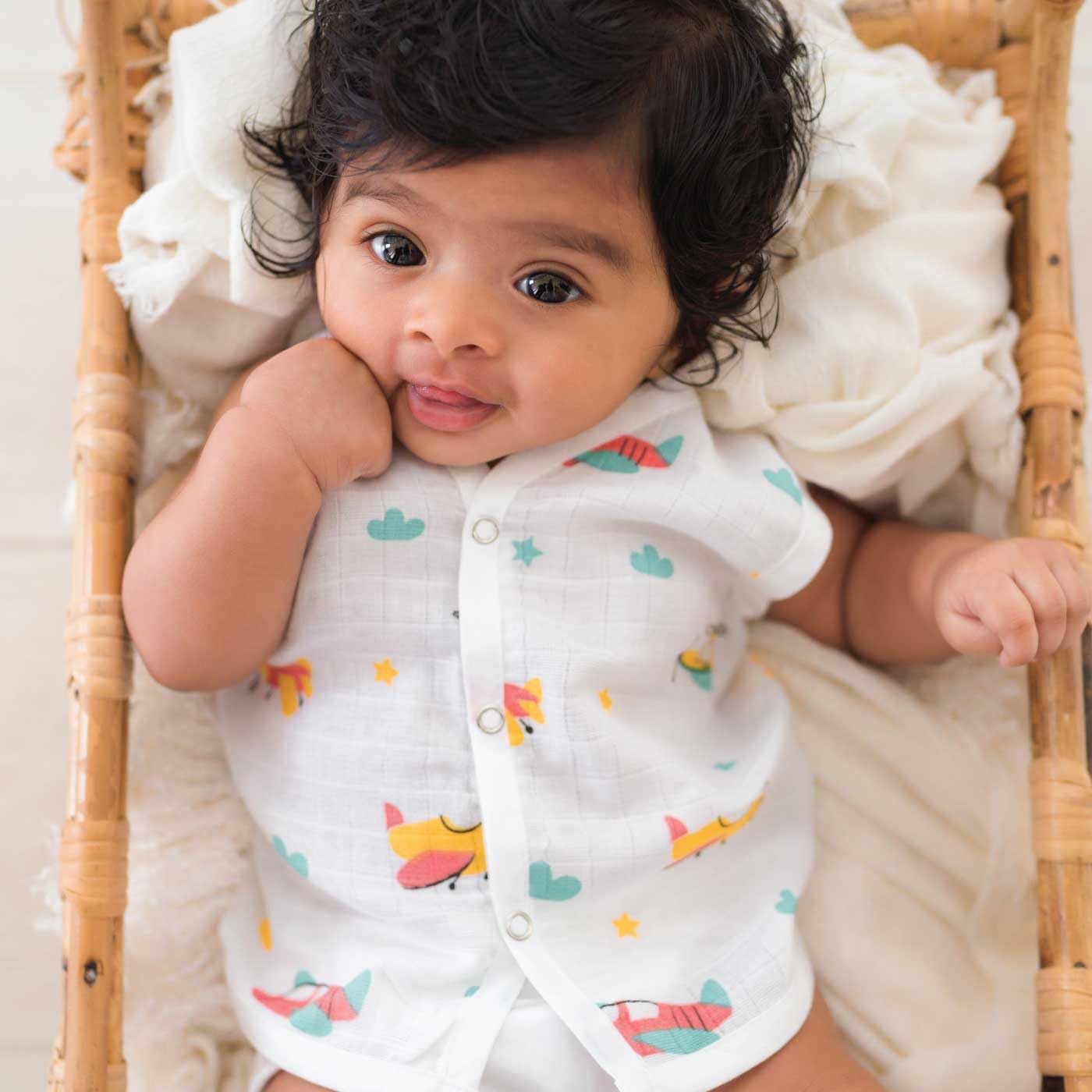 A Toddler Thing Organic Cotton Muslin Button Jabla - White - Image 3