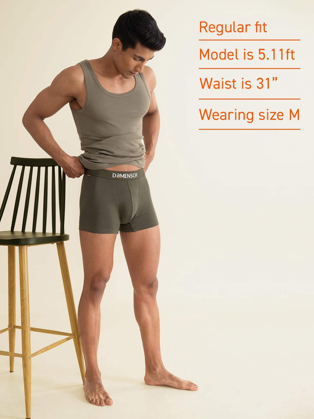 Damensch Men's Deo-Cotton Trunks - Deep Olive - Image 5