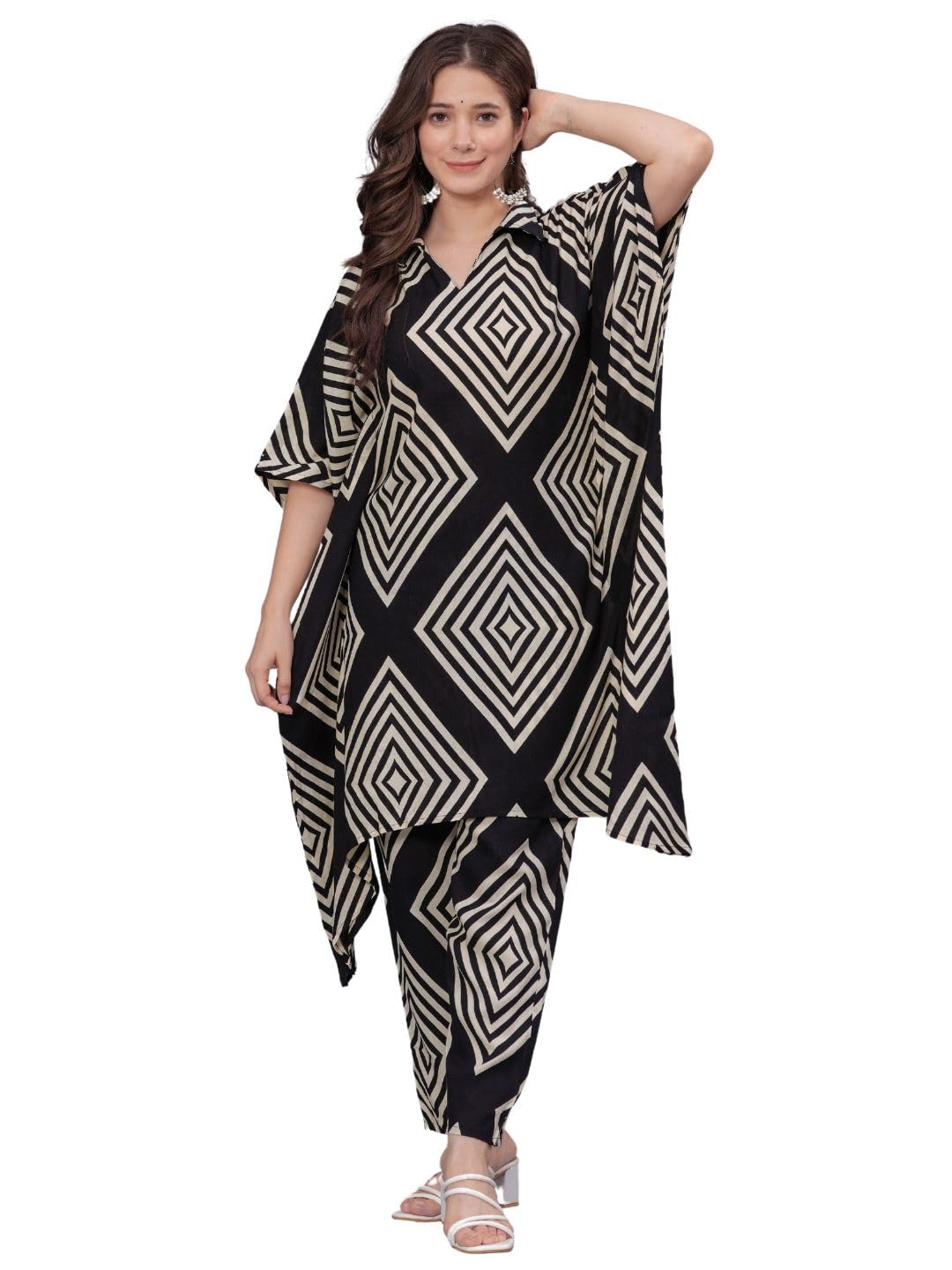 rytras Women's Cotton Printed Kurta and Pant Set - Black