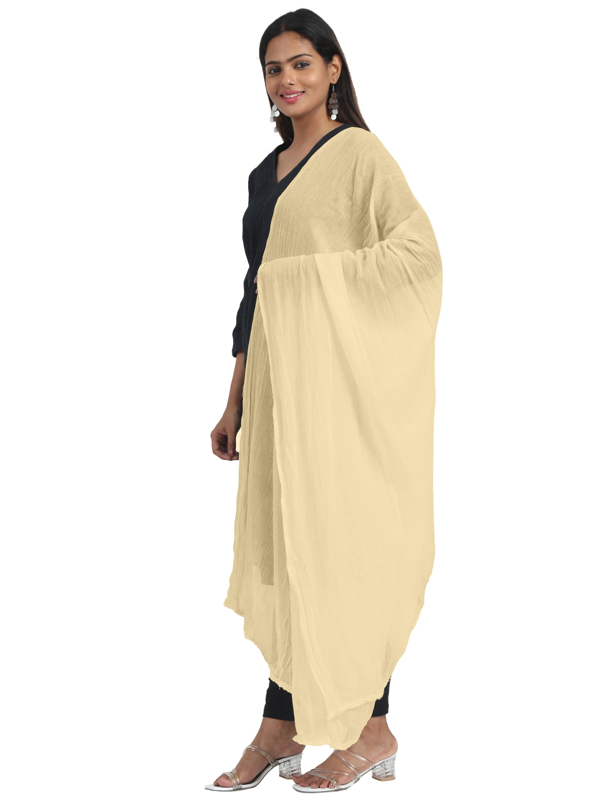 Miraan Cotton Dupatta - Light Yellow - Image 4