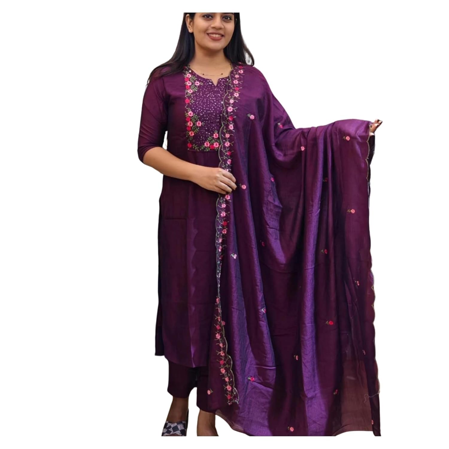 Wild Woven Embroidered Vichitra Silk Kurti for Women