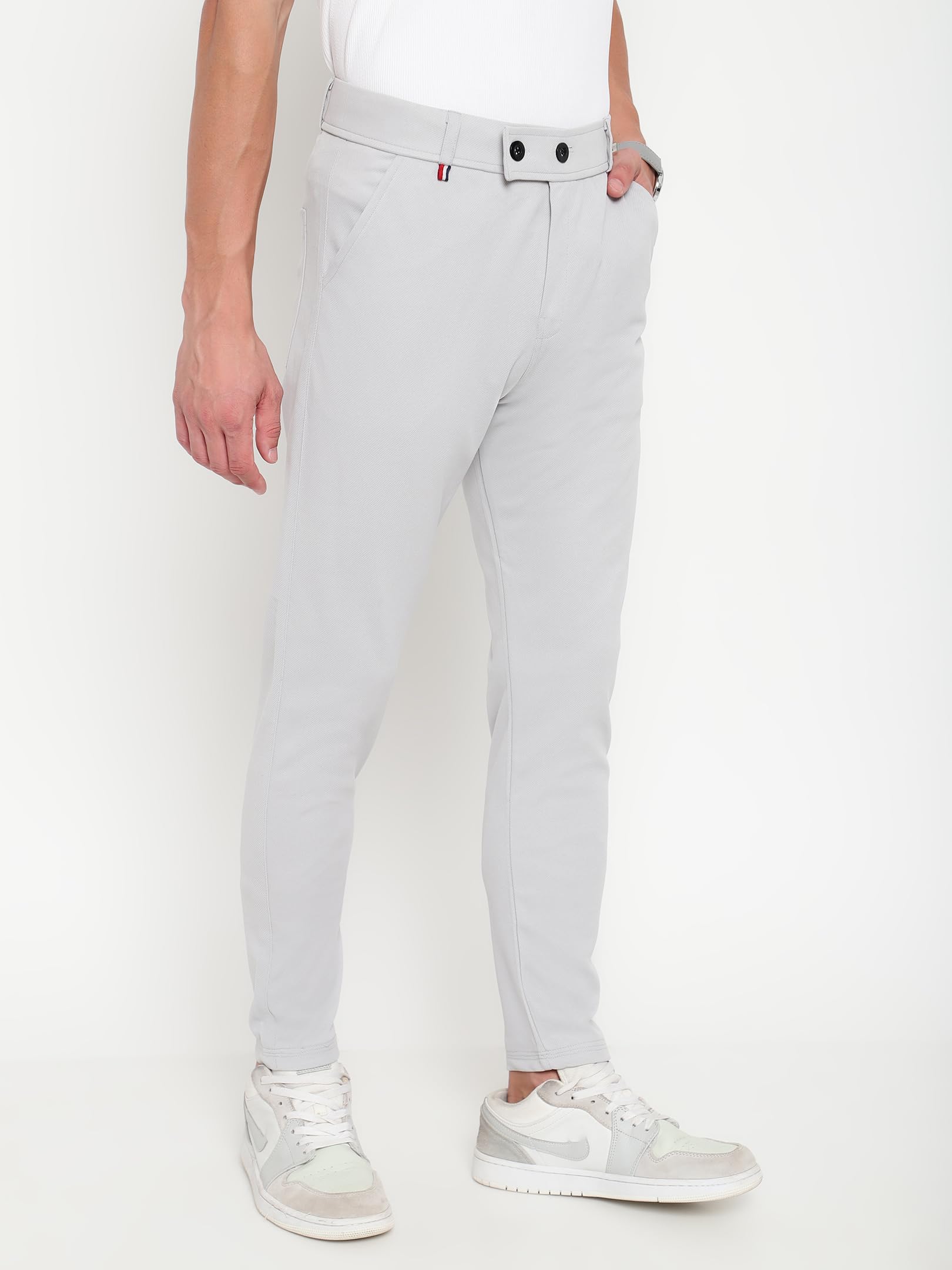 AVANOVA Men's Light Grey Slim Fit Trousers - Image 4