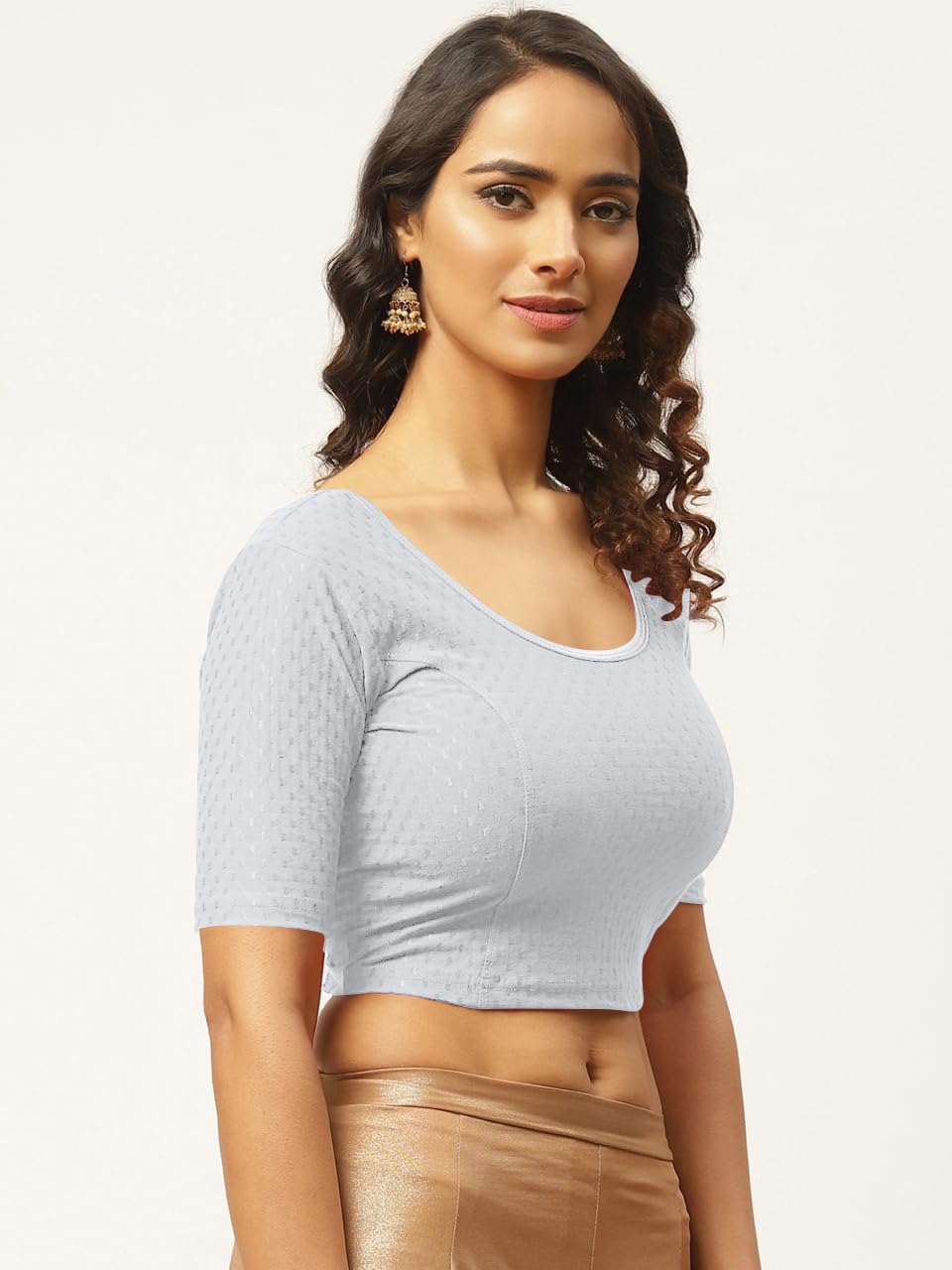 Fressia Saree Blouse for Women - Cotton Elbow Sleeve - Image 3