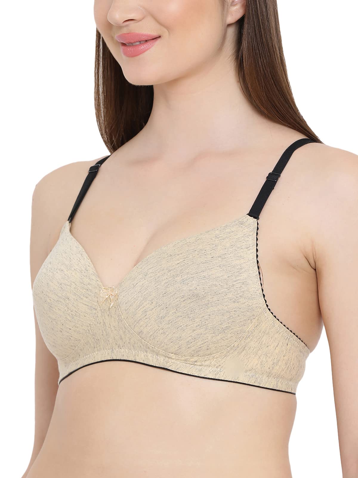 Clovia Women's Cotton Padded Non-Wired Push-Up T-Shirt Bra - Beige - Image 4
