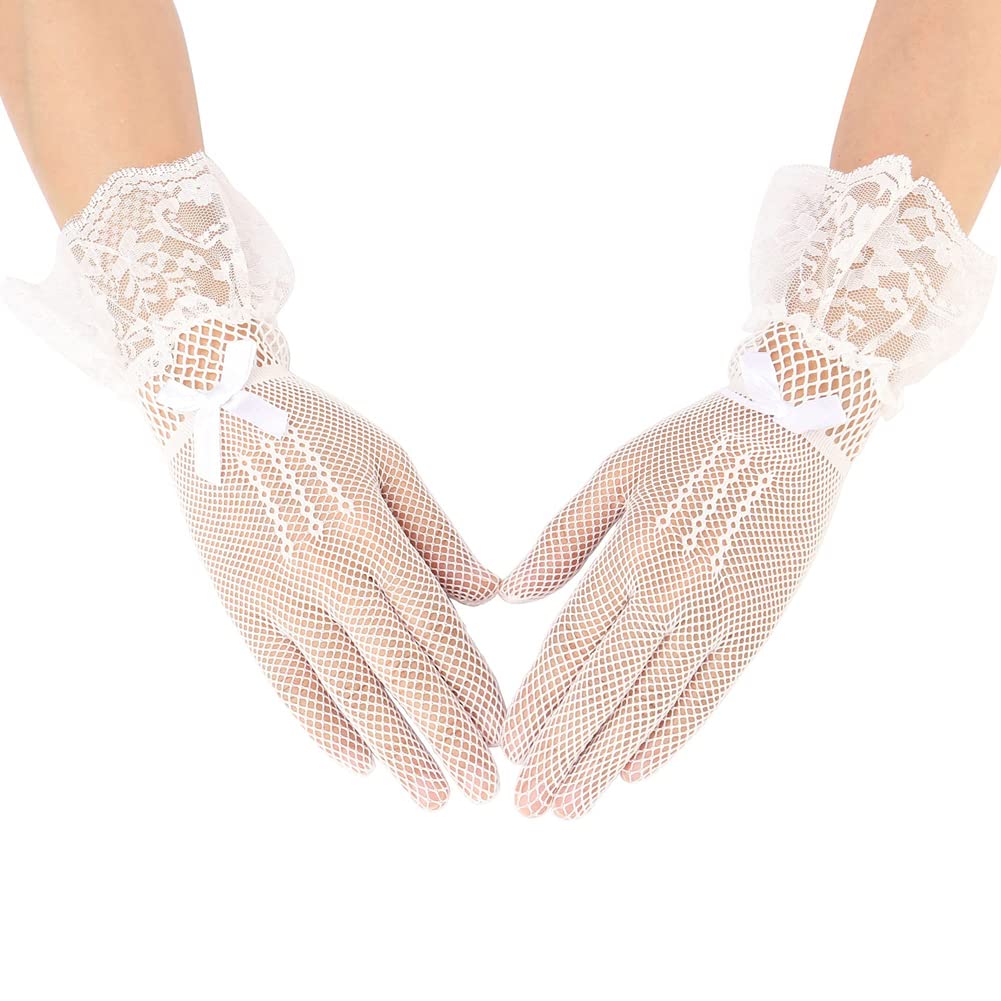 Anzailala White Lace Gloves for Women - Image 4