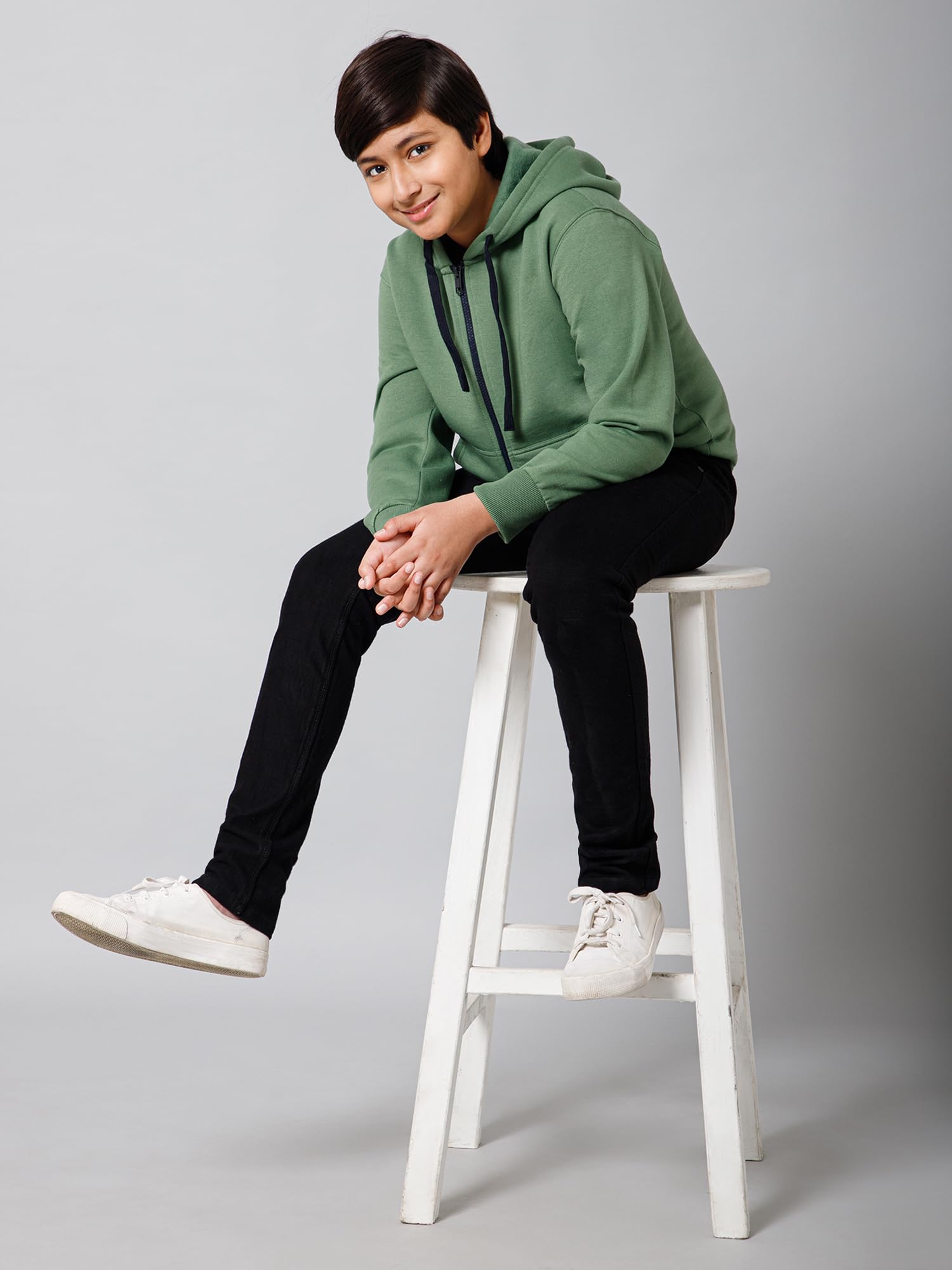 Alan Jones Boys Cotton Blend Hooded Sweatshirt - Green - Image 3