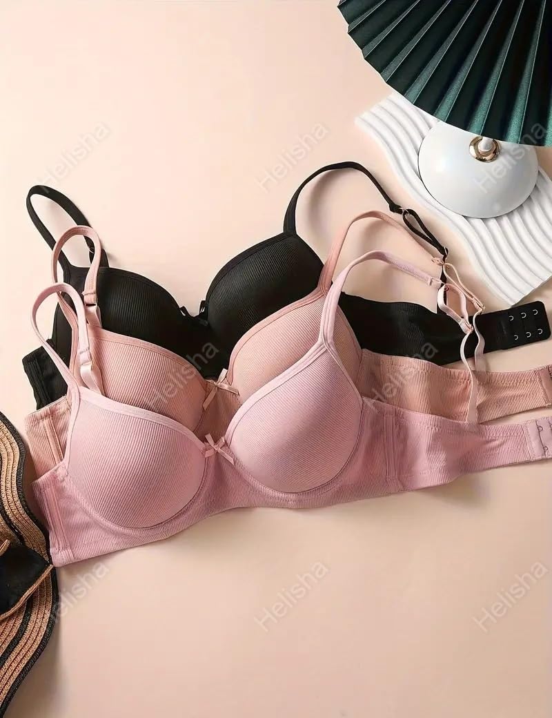 HELISHA Women's Ribbed Cotton Padded Pushup Bra - Image 4