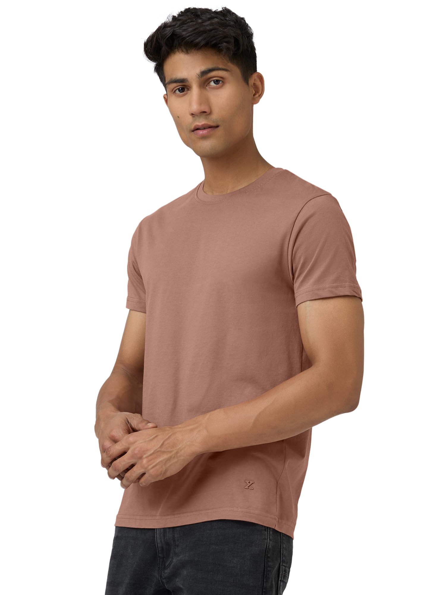 XYXX Men's Solid T-Shirt - Soil Brown - Image 3