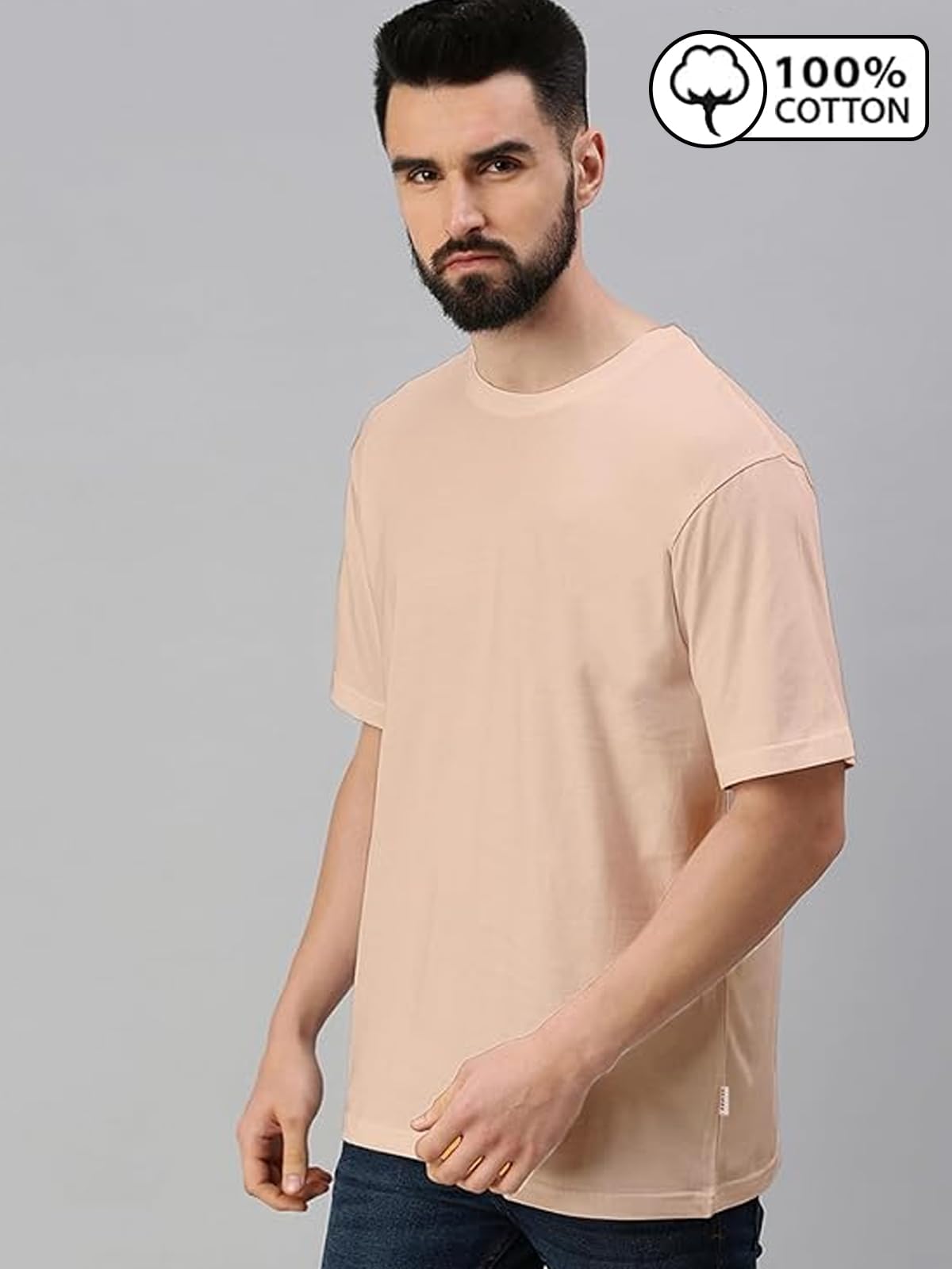 Veirdo Men's Oversized Cotton T-Shirt - Swan White - Image 2
