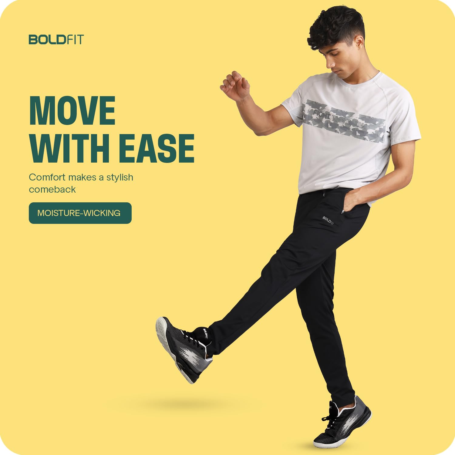 Boldfit Men's Black Track Pants - Image 4