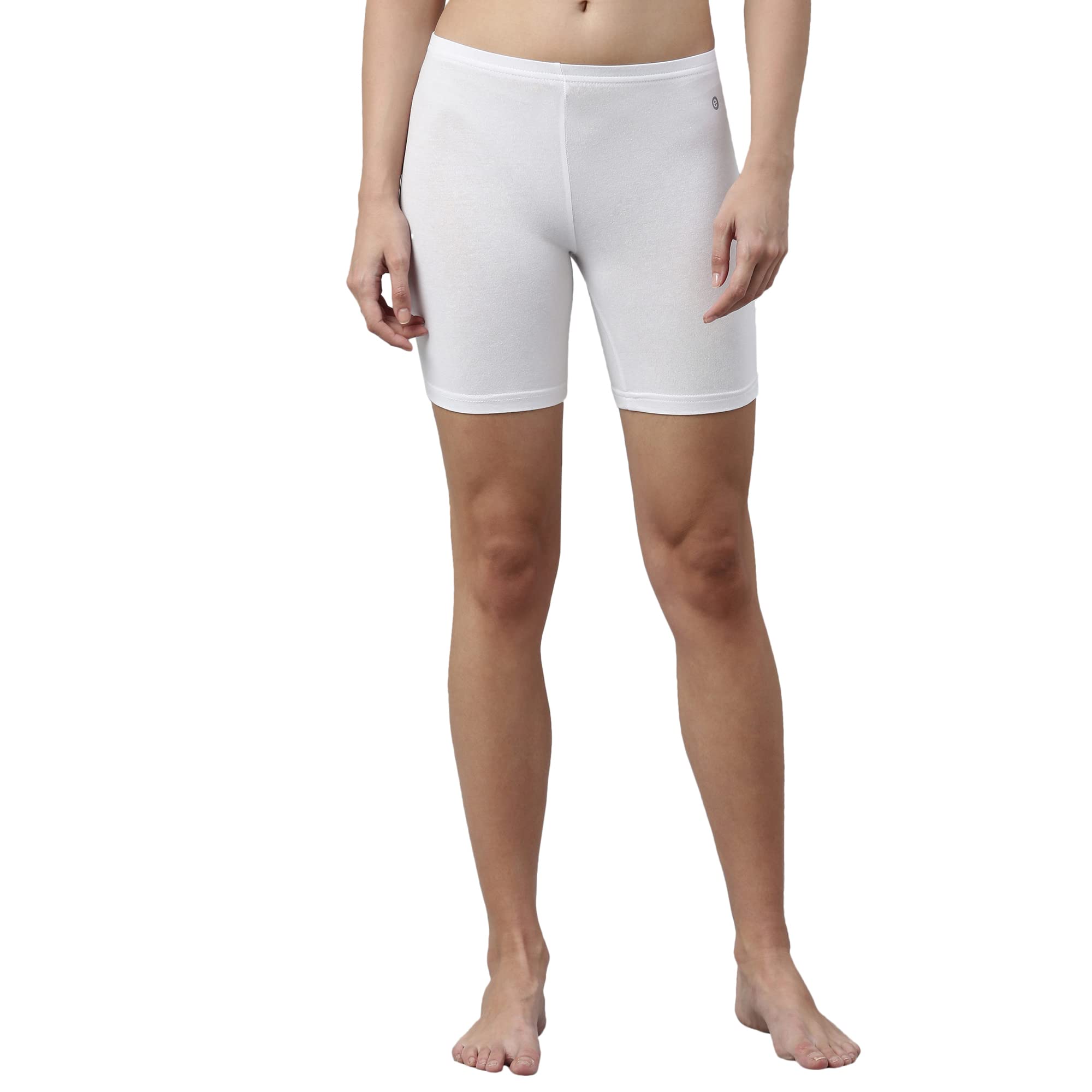 Enamor Women's White Cotton Shorts