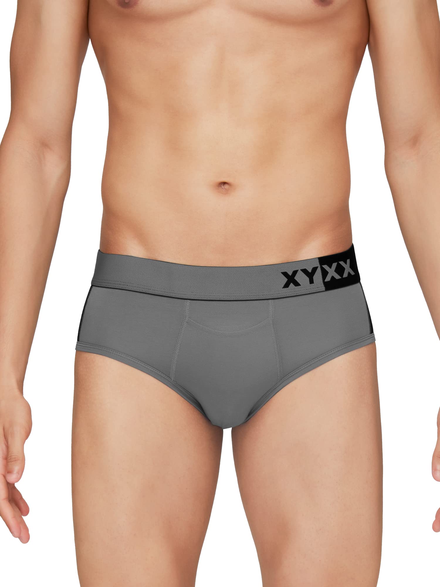XYXX Men's Antimicrobial Brief - Steel Grey & Black - Image 2