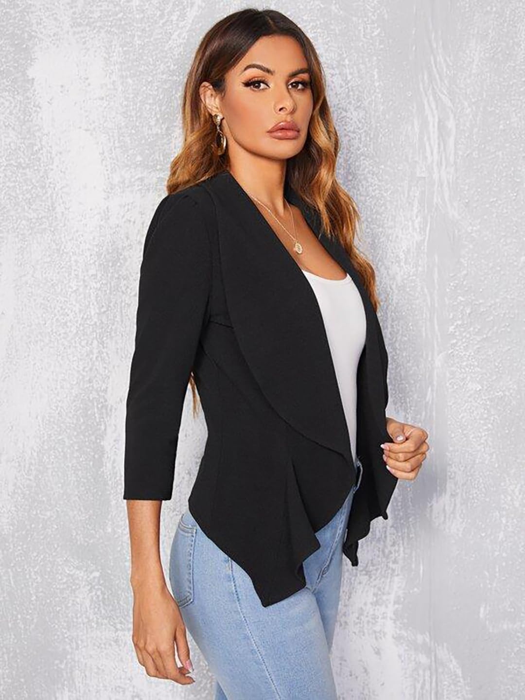 KOTTY Coal Black Shawl Collar Blazer for Women - Image 2