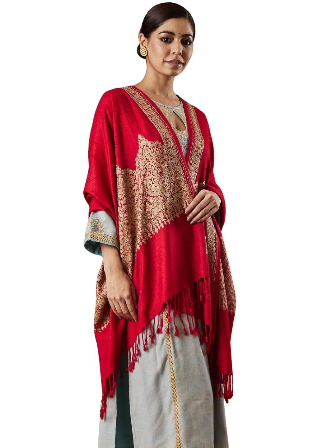 Pashmoda Firoza Kashmiri Aari Embroidery Stole for Women