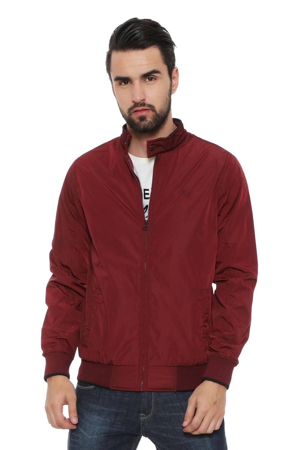 Allen Solly Men Blouson Jacket - Wine Maroon