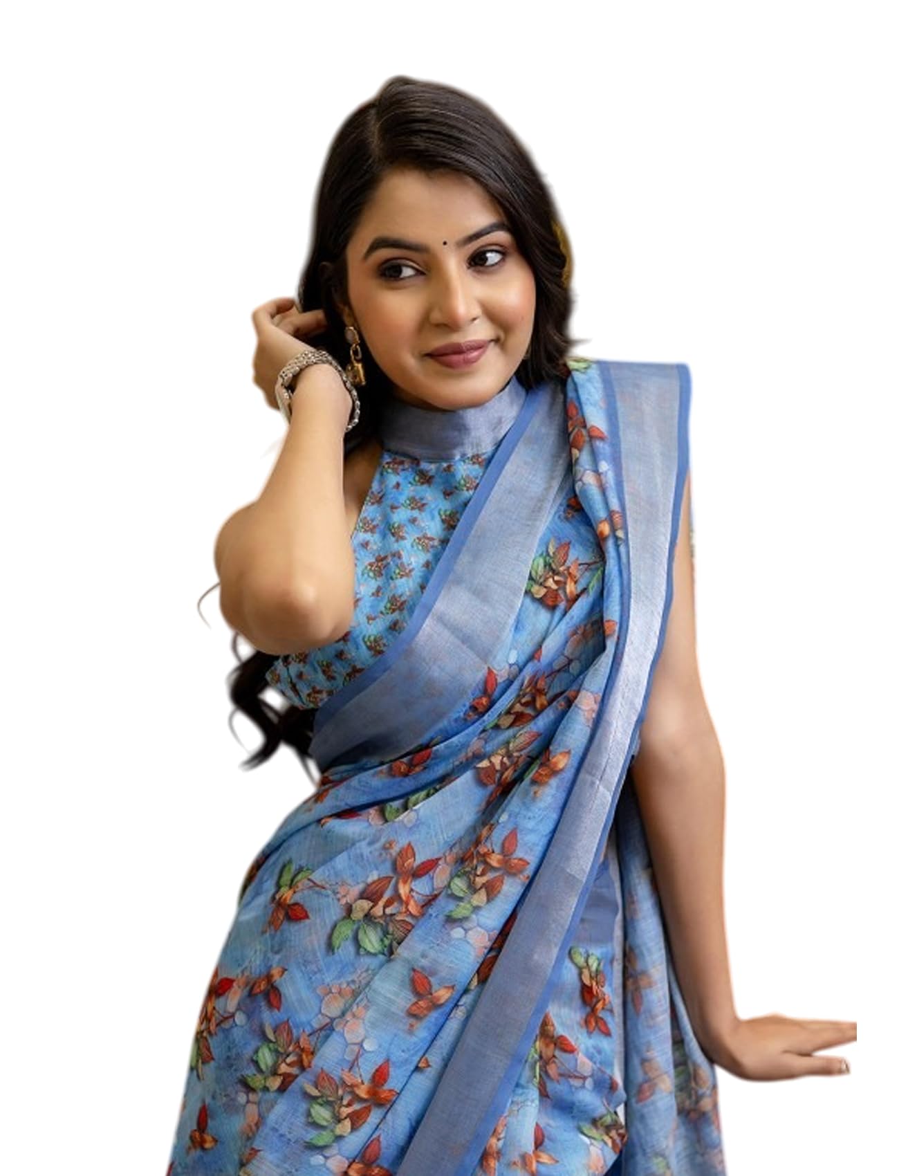 Ki2 Women's Digital Printed Linen Cotton Saree