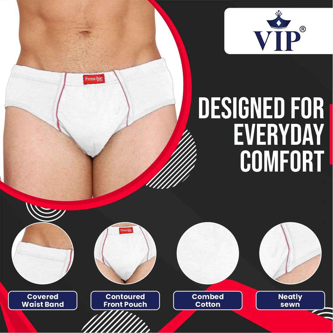 VIP Men Solid Cotton Briefs - White - Image 4