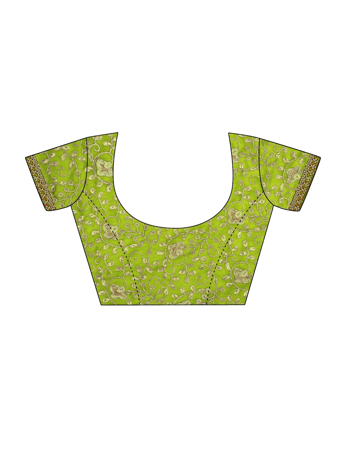 Olive Green Georgette Bandhani Saree with Lace Embroidery - Image 4