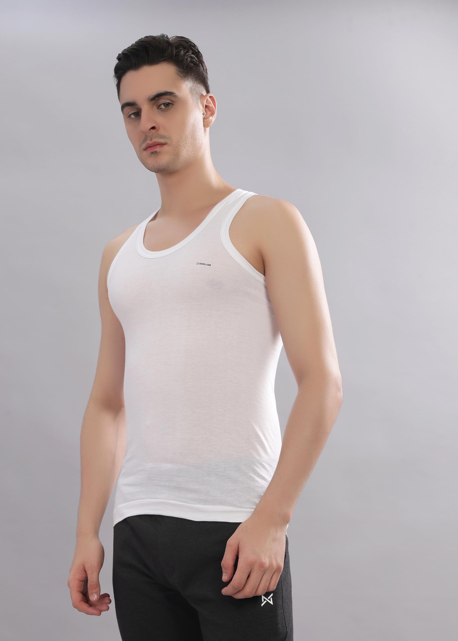 Men's White Cotton Vest - Image 2