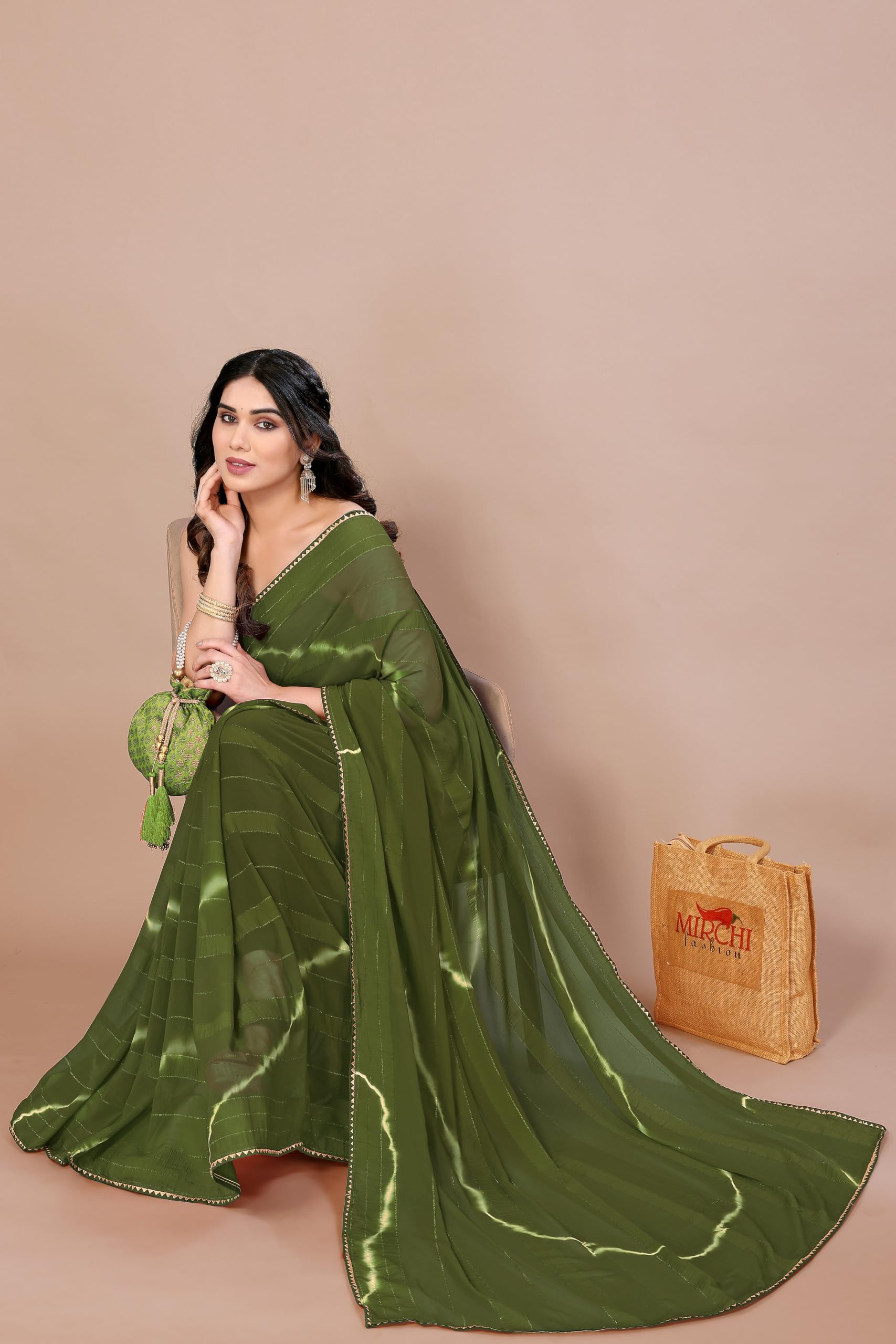 MIRCHI FASHION Chiffon Georgette Shibori Saree for Women - Image 2