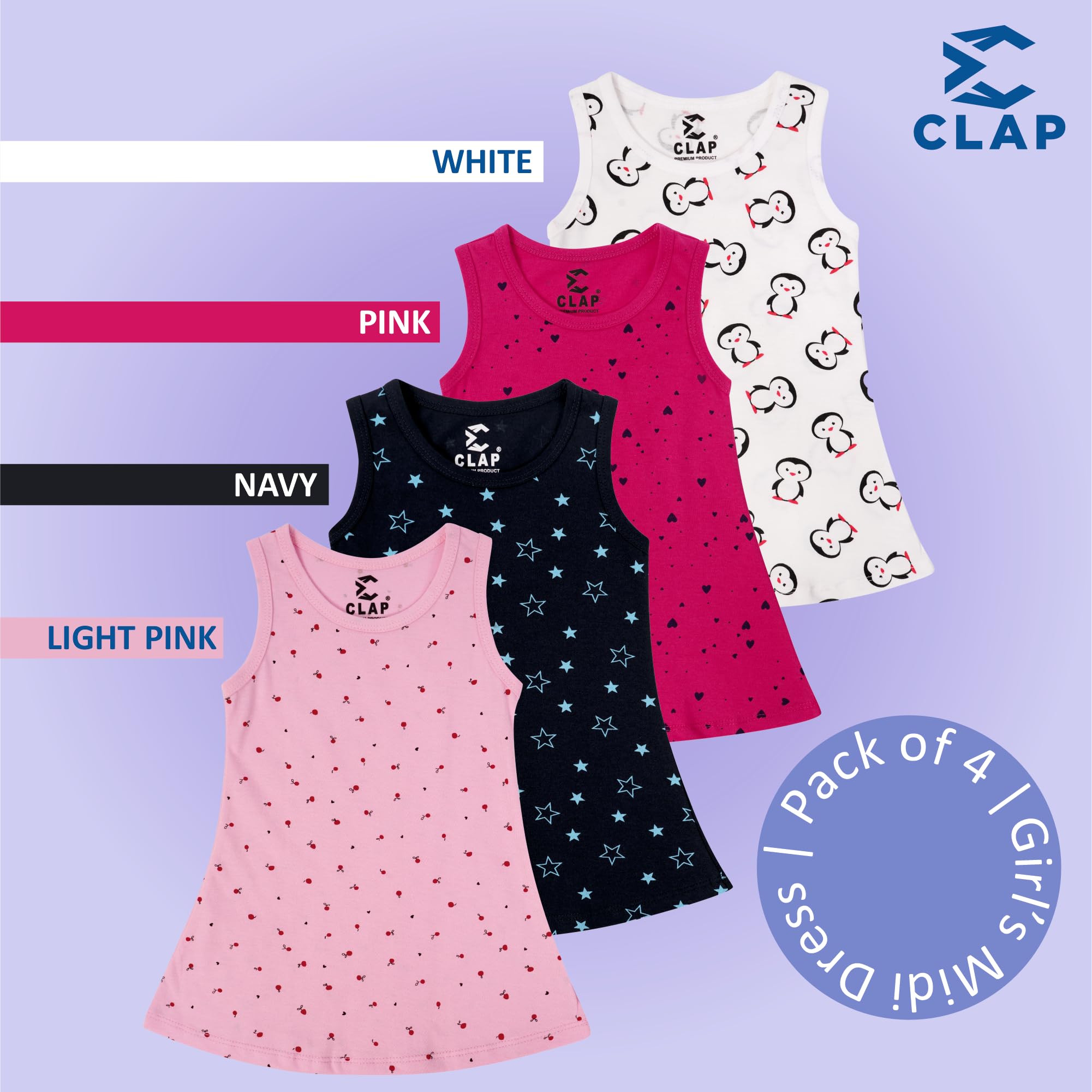 CLAP Baby Girl A-Line Cotton Midi Nightdress - Pink Navy White - Image 4