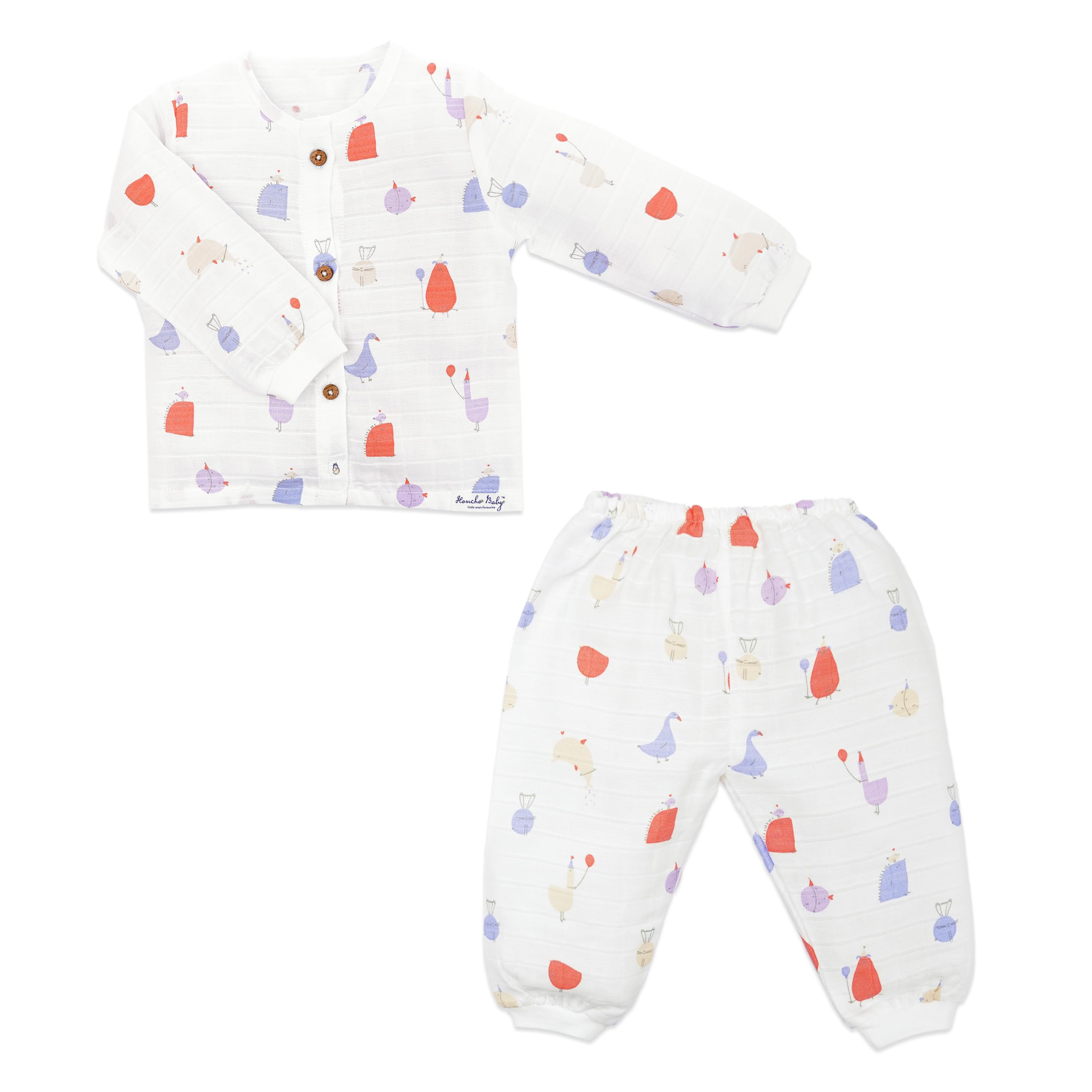 HONCHO Organic Cotton Muslin Sleepsuits for Boys & Girls