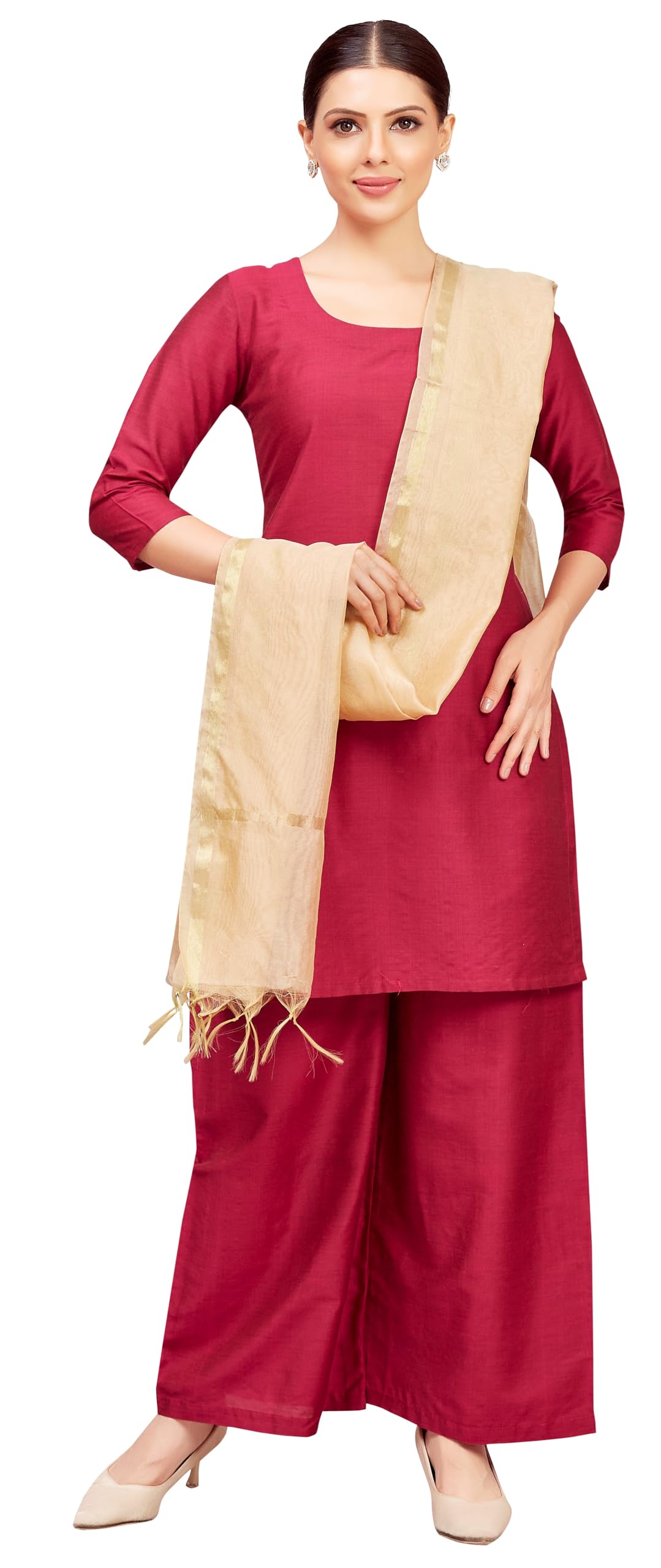 Chanderi Silk Handloom Dupatta for Women - Gold - Image 3