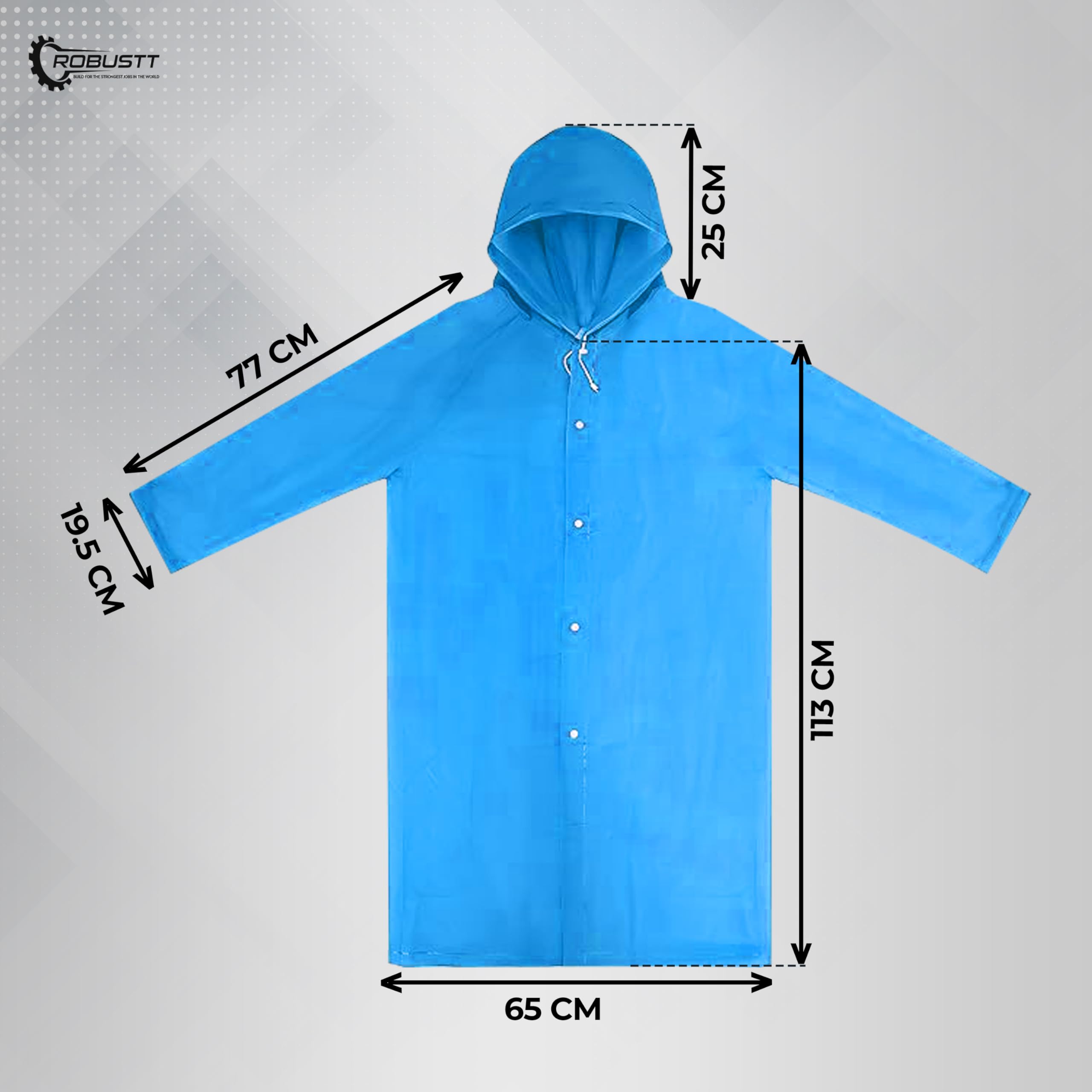 Robustt Unisex Blue Raincoat - Waterproof - Image 5