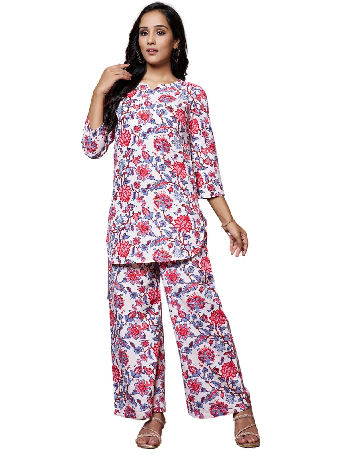 DHRUVI TRENDZ Women Cotton Blend Floral Night Dress