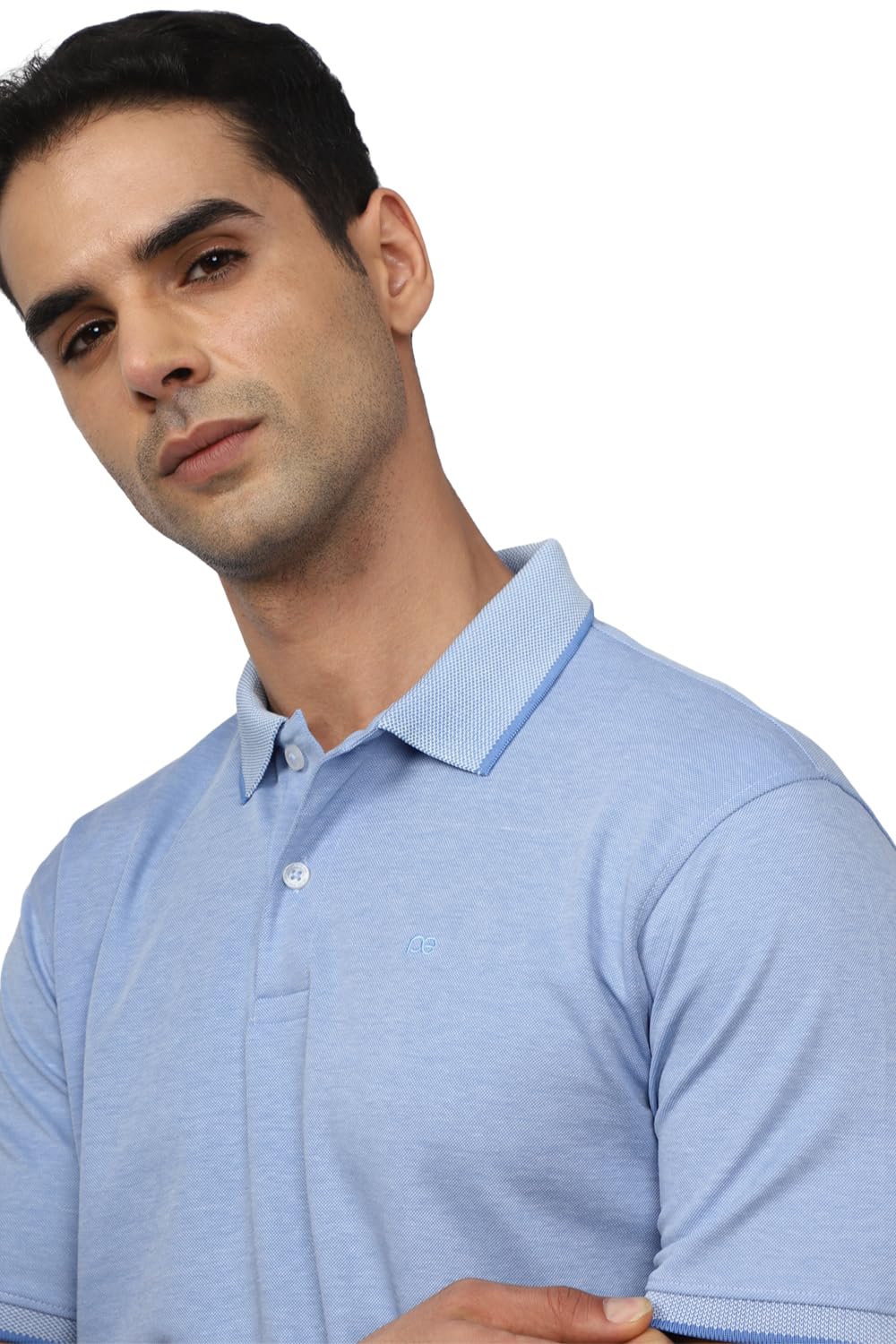 Peter England Men Polo T-Shirt - Light Blue - Image 3