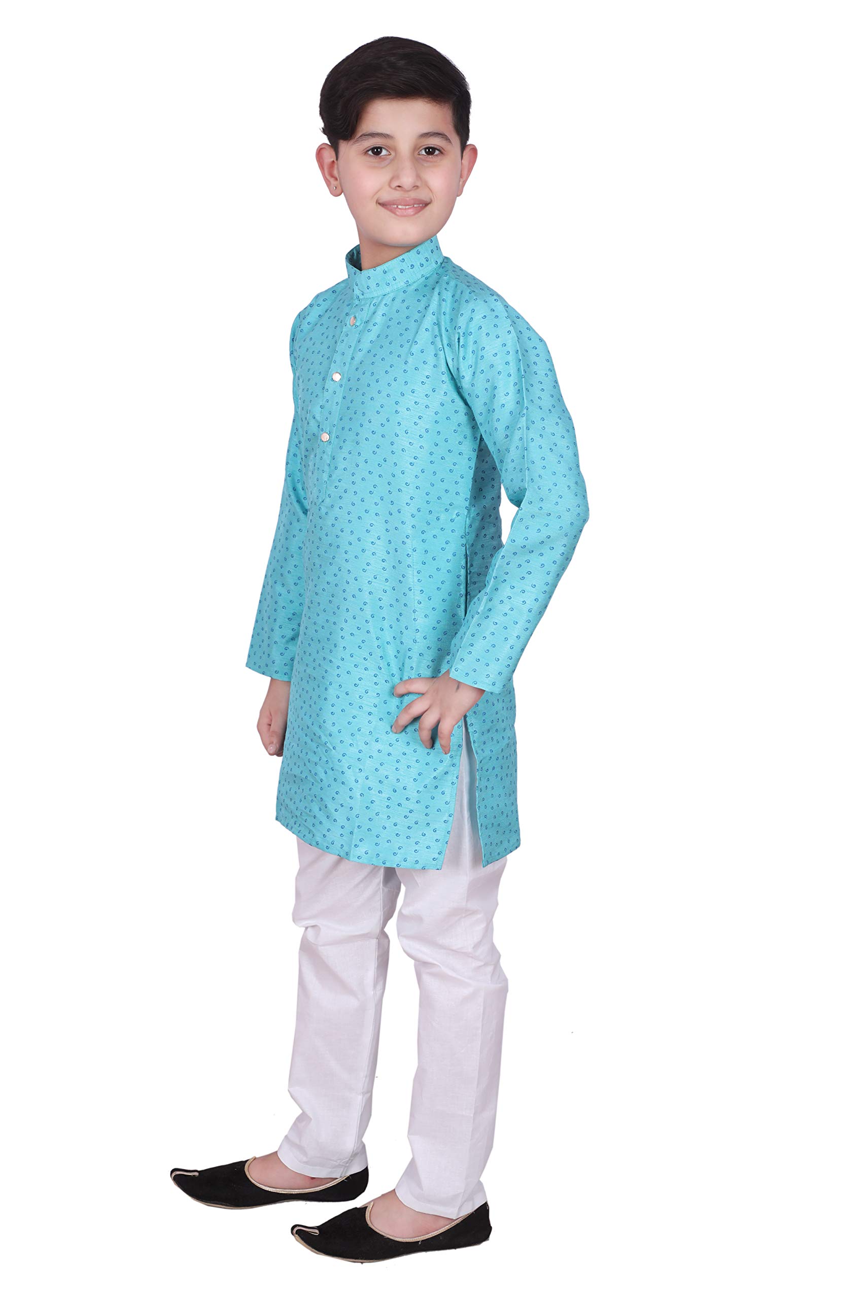 Pro-Ethic Ethnic Wear Silk Kurta Pyjama Set for Kids - Sky Blue - Image 4