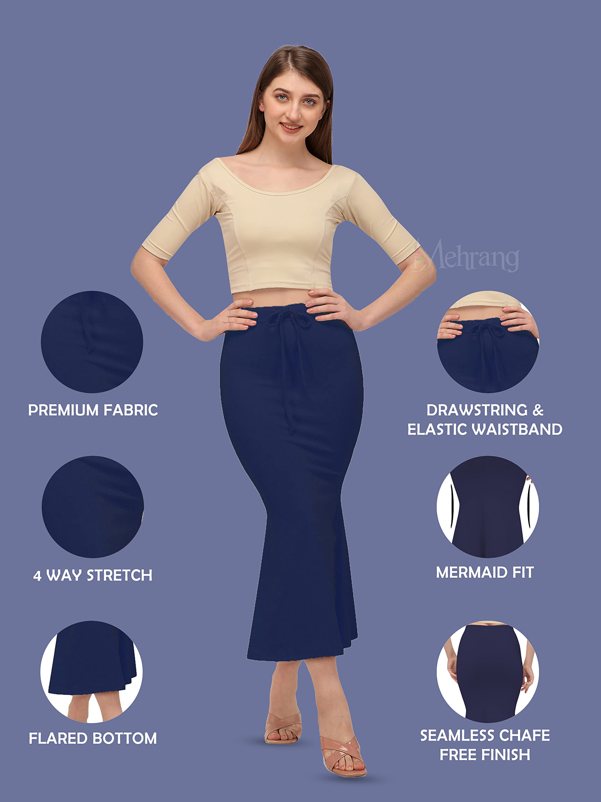 Mehrang Navy Saree Shapewear for Women - Image 2