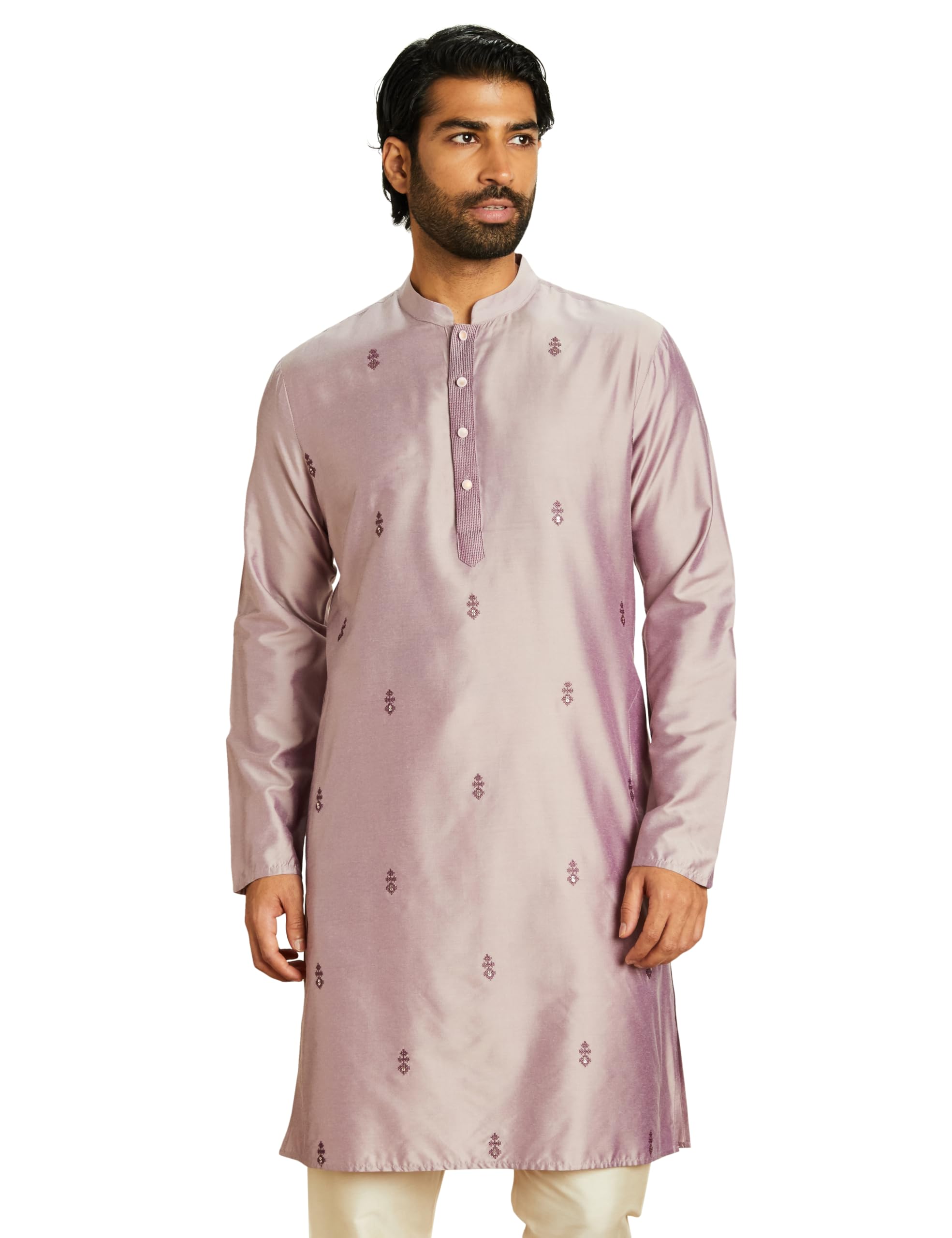 Symbol Men Polyester Embellished Kurta Purple