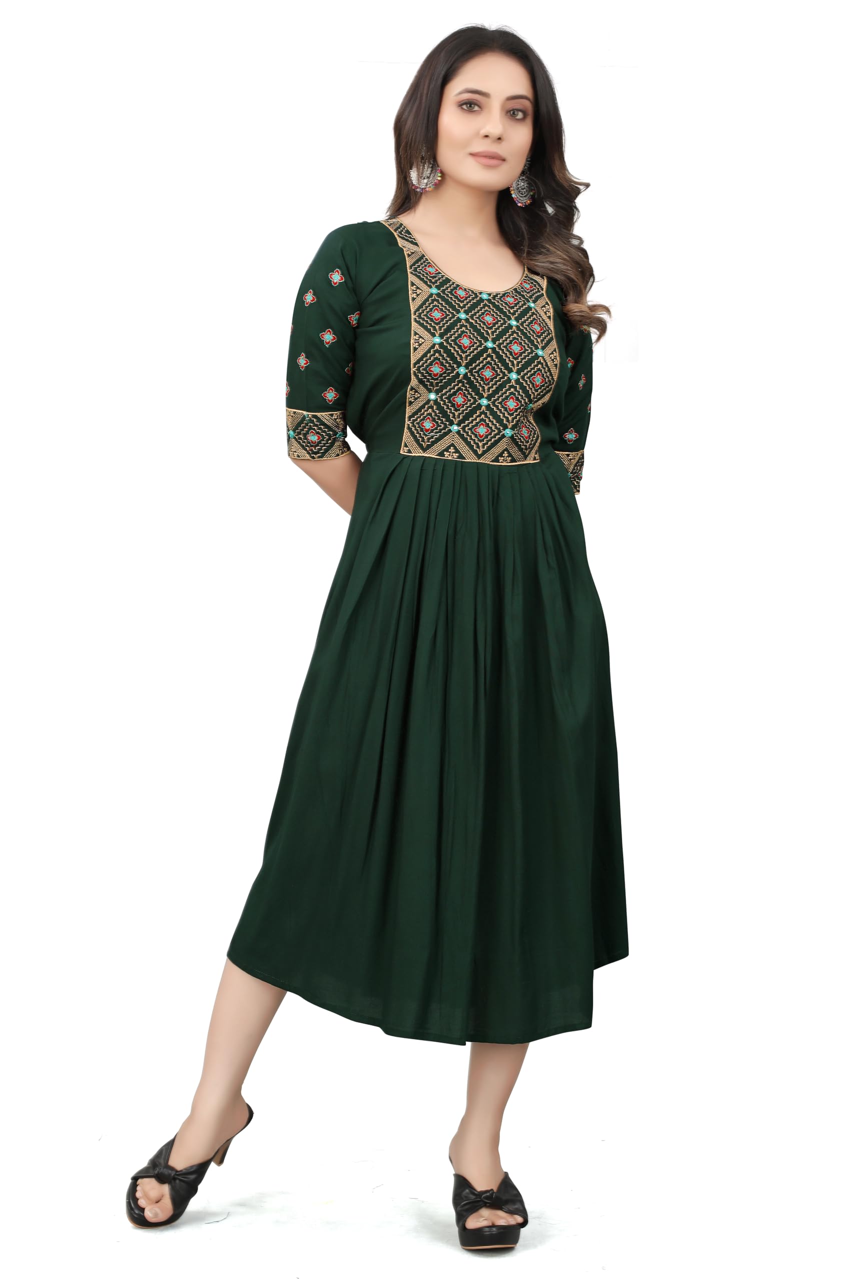 GarbGlide Rayon Embroidery Kurta for Women - Purple