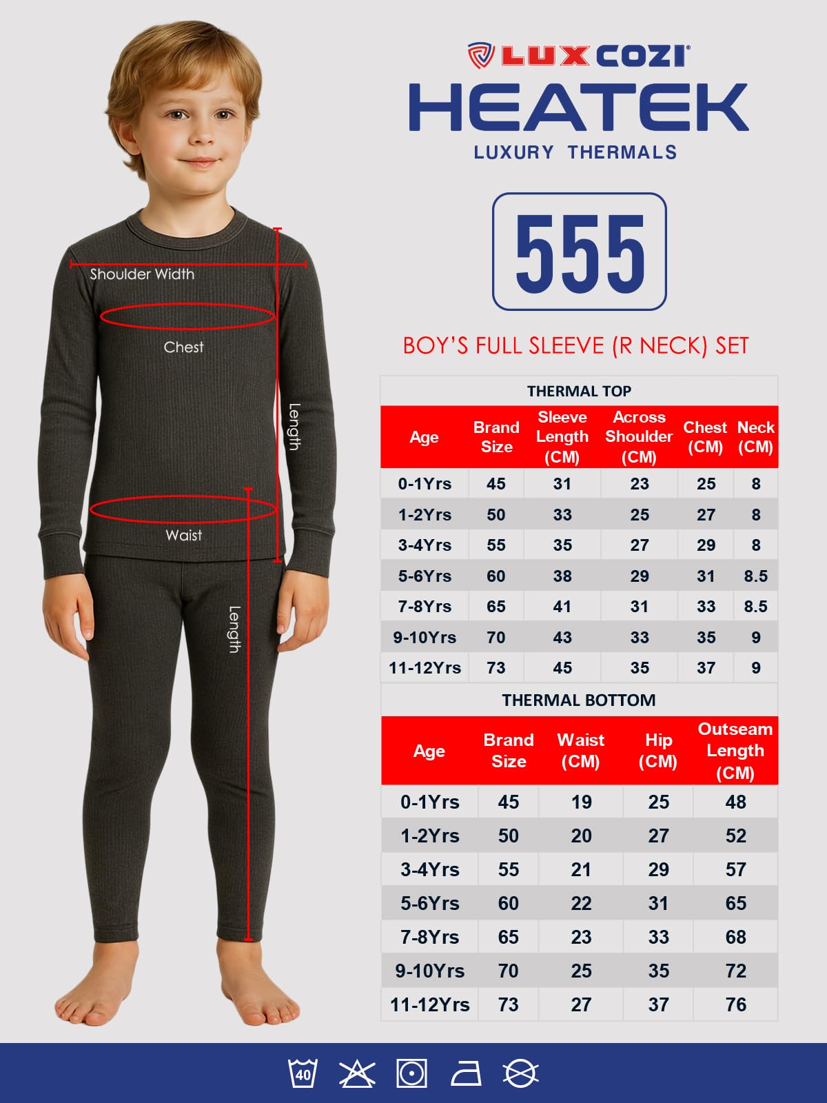 Lux Cozi Boy's Thermal Set - HEATEK - Image 2