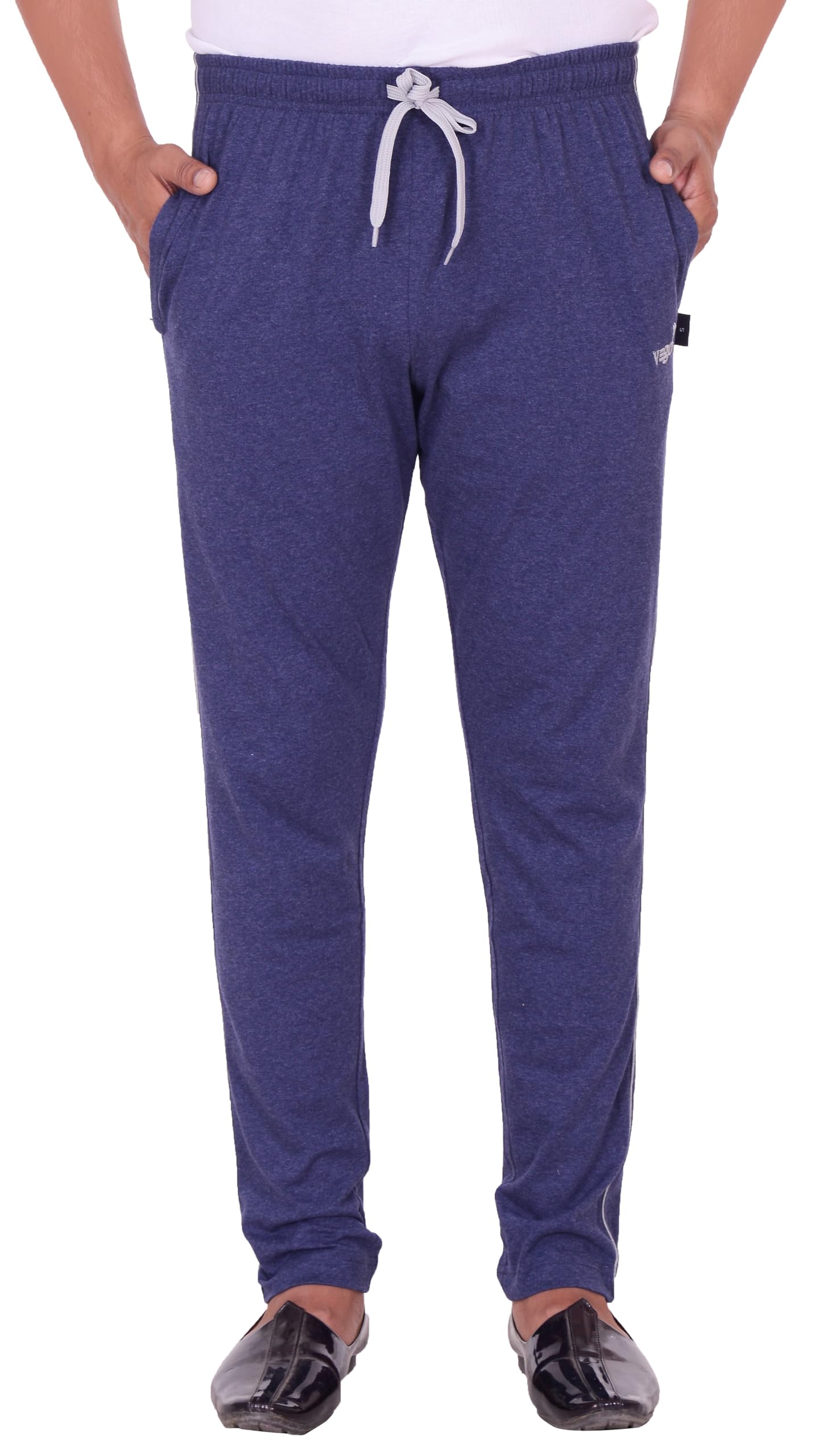 VEGO Men's Cotton Track Pant - Blue Melange