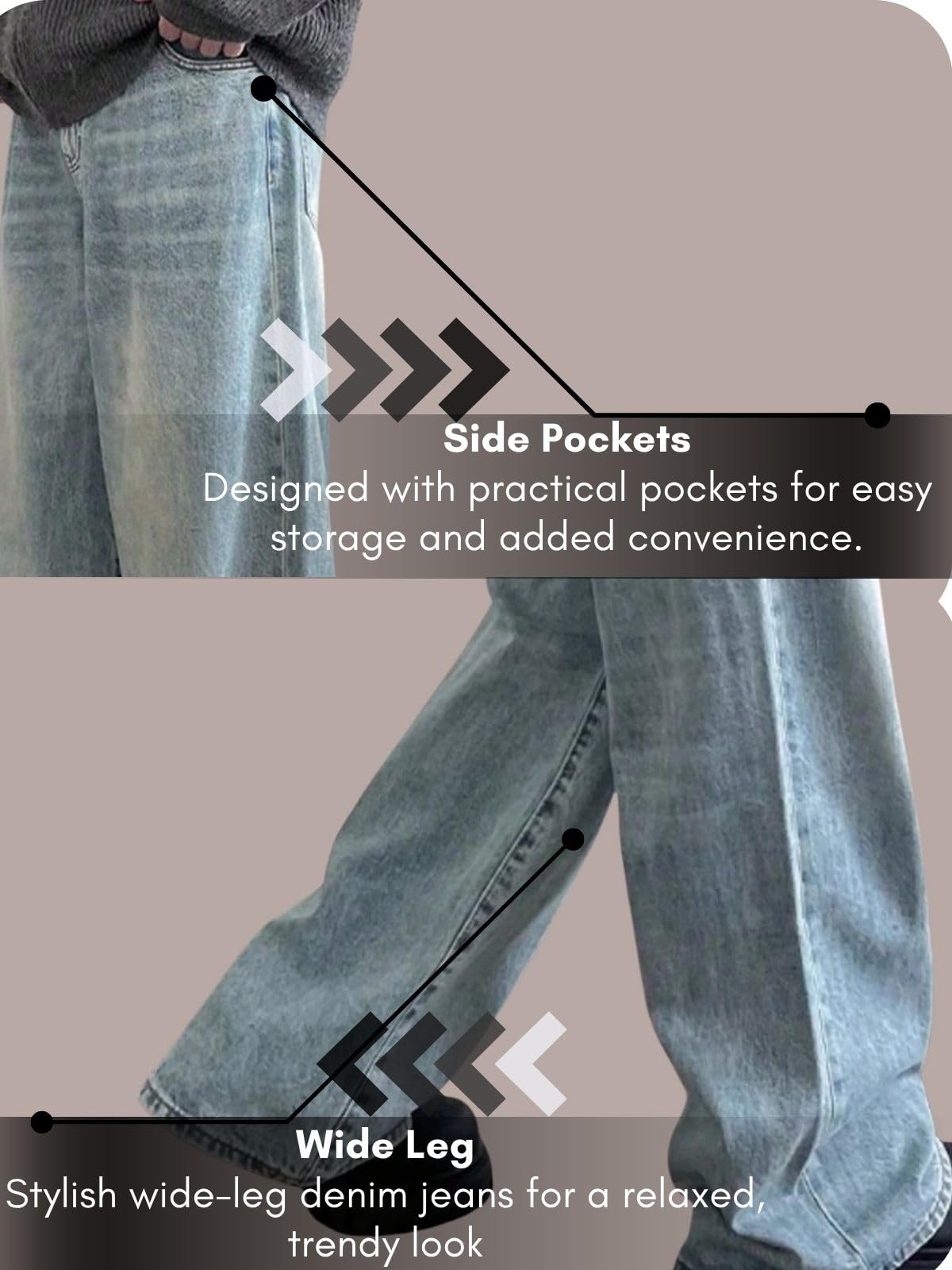 GRECIILOOKS Men's Baggy Jeans - Blue - Image 5