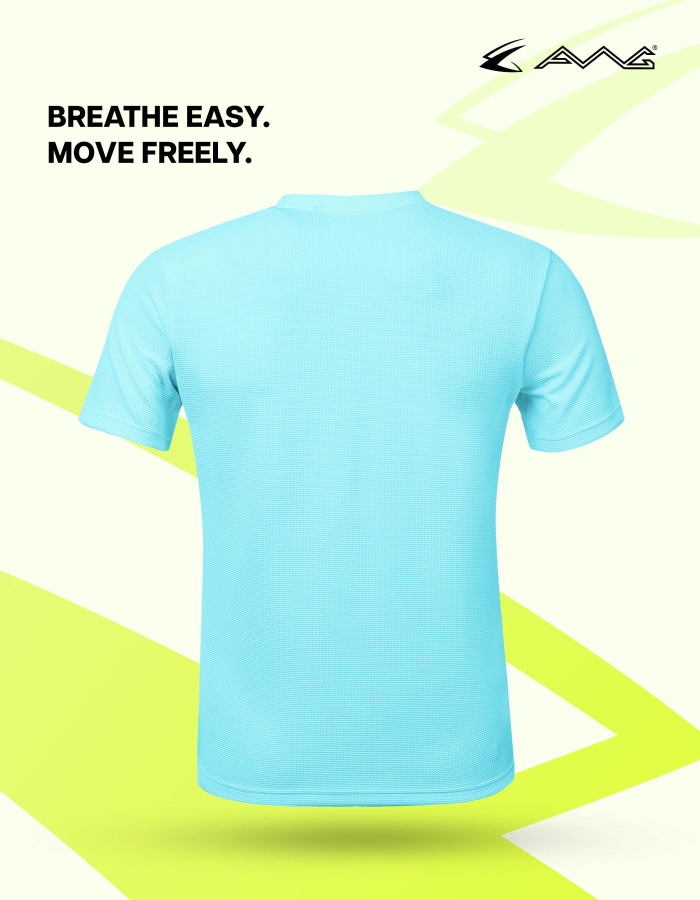 AWG Men Aqua Blue Waffle Knit Crew Neck T-Shirt - Image 4