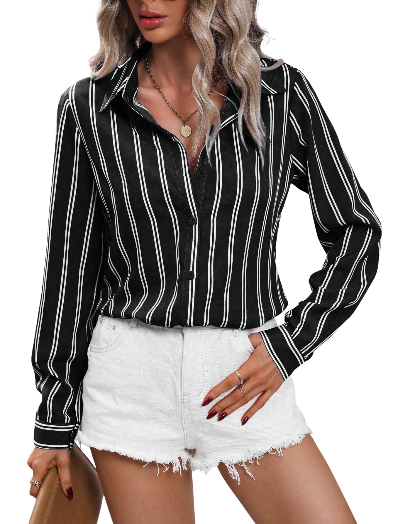 Aahwan Black Button Up Shirt for Women