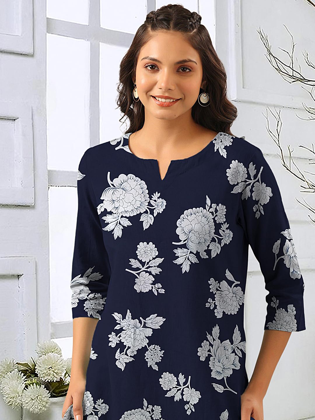 Pinkmint Women's Printed Top & Bottom Set - Navy Blue - Image 5