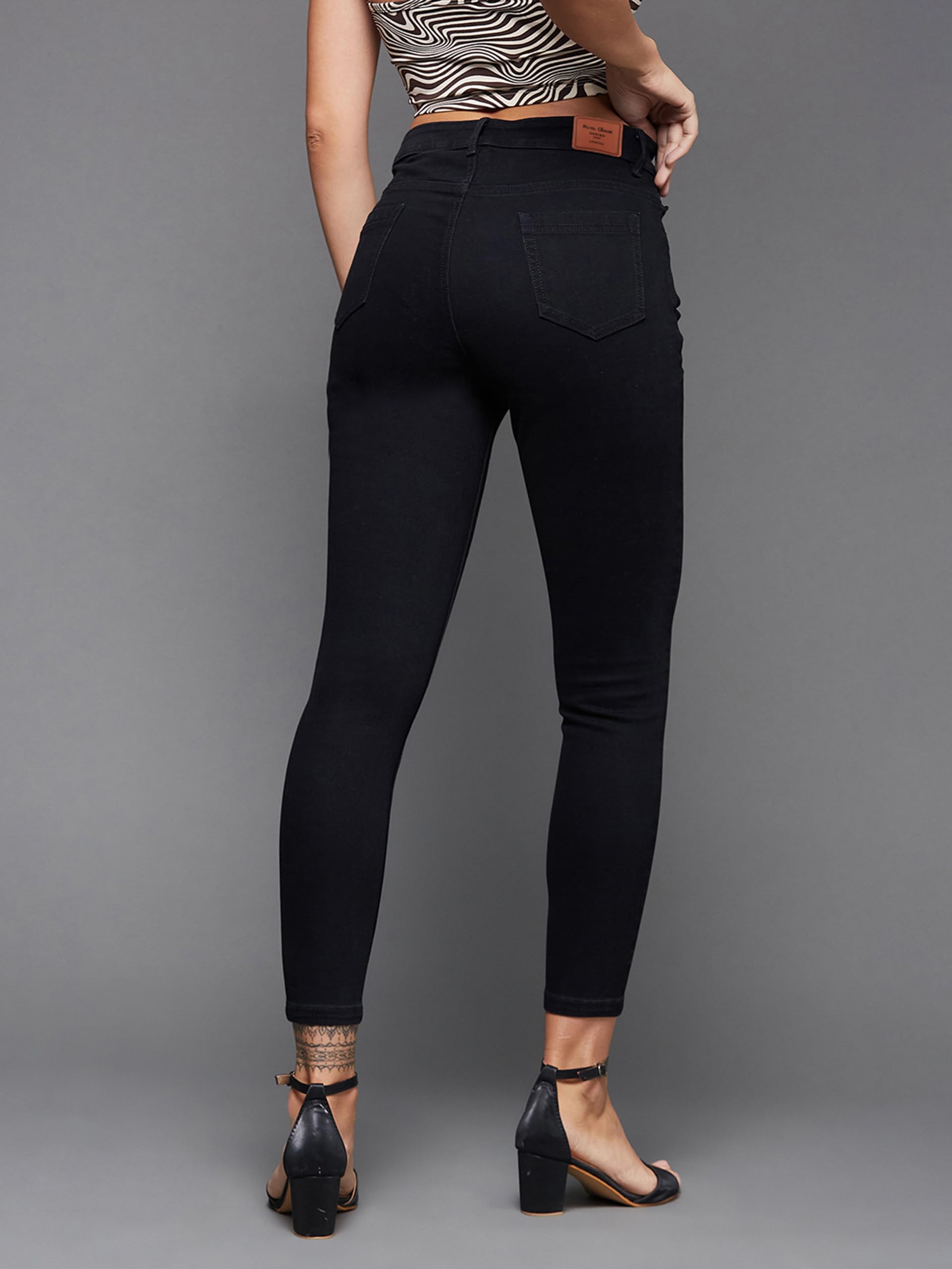 Miss Chase High Rise Skinny Jeans for Women - Vanta Black - Image 4