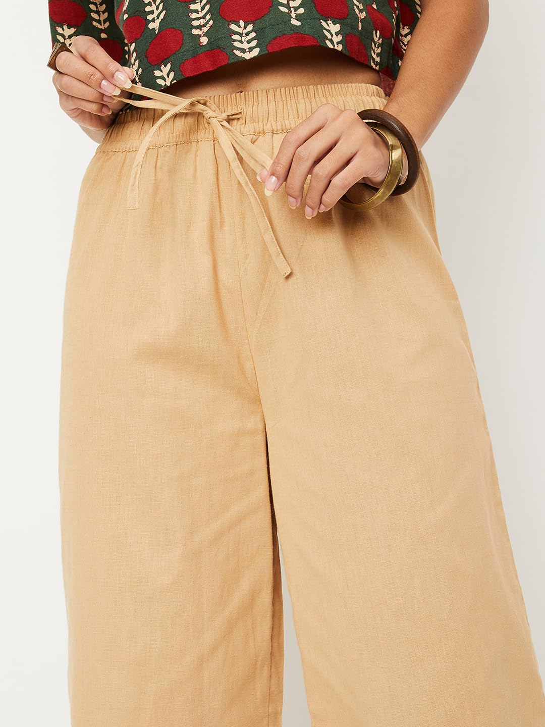 Max Women's High Rise Beige Patiala Trousers - Image 4