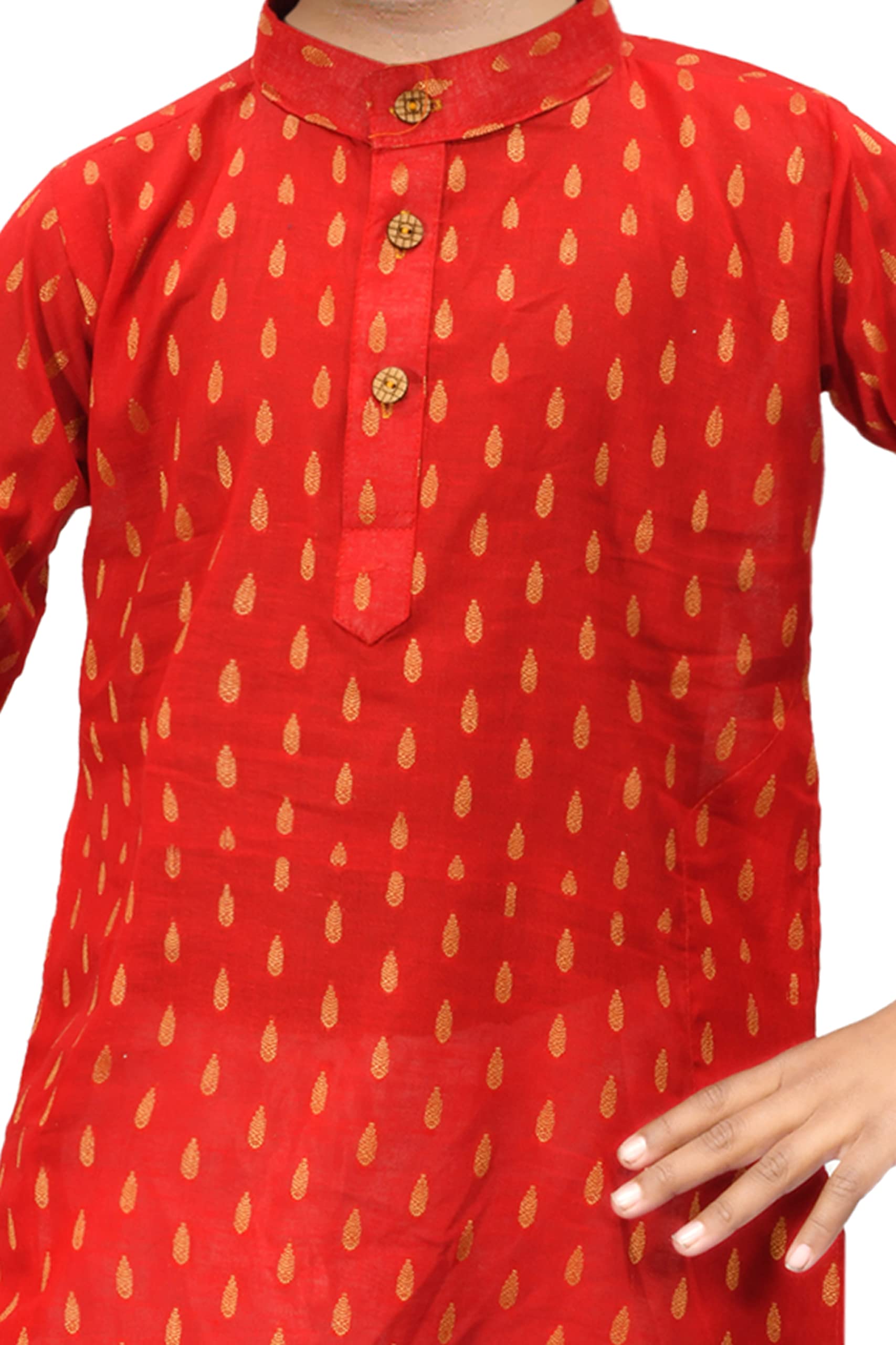 Taimoor Boys Kurta Pyjama Set - Red - Image 3
